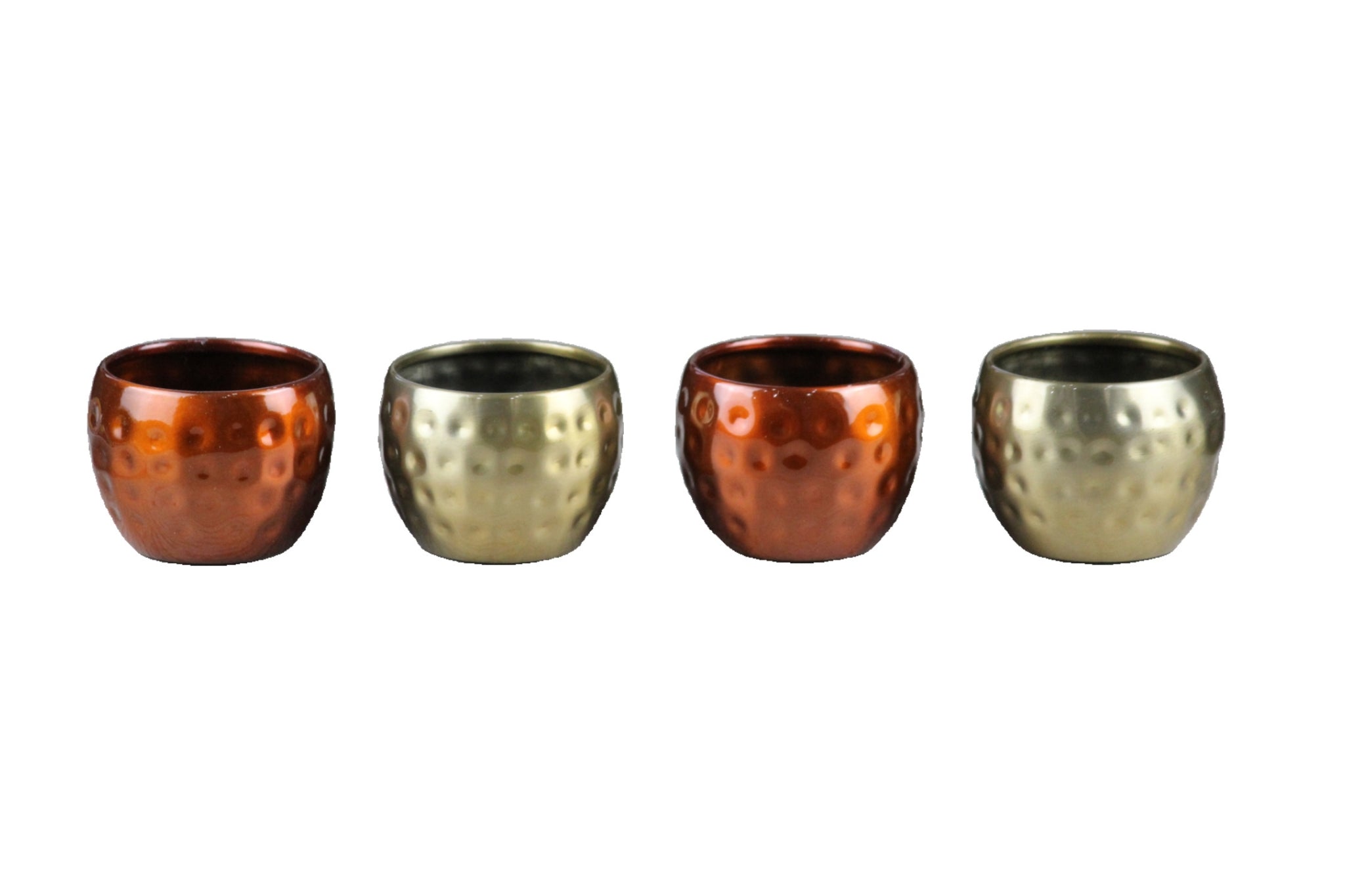 Elegant 3" Hammered TPR Tabletop Pots - Copper & Brass, Set of 4 - Nestern