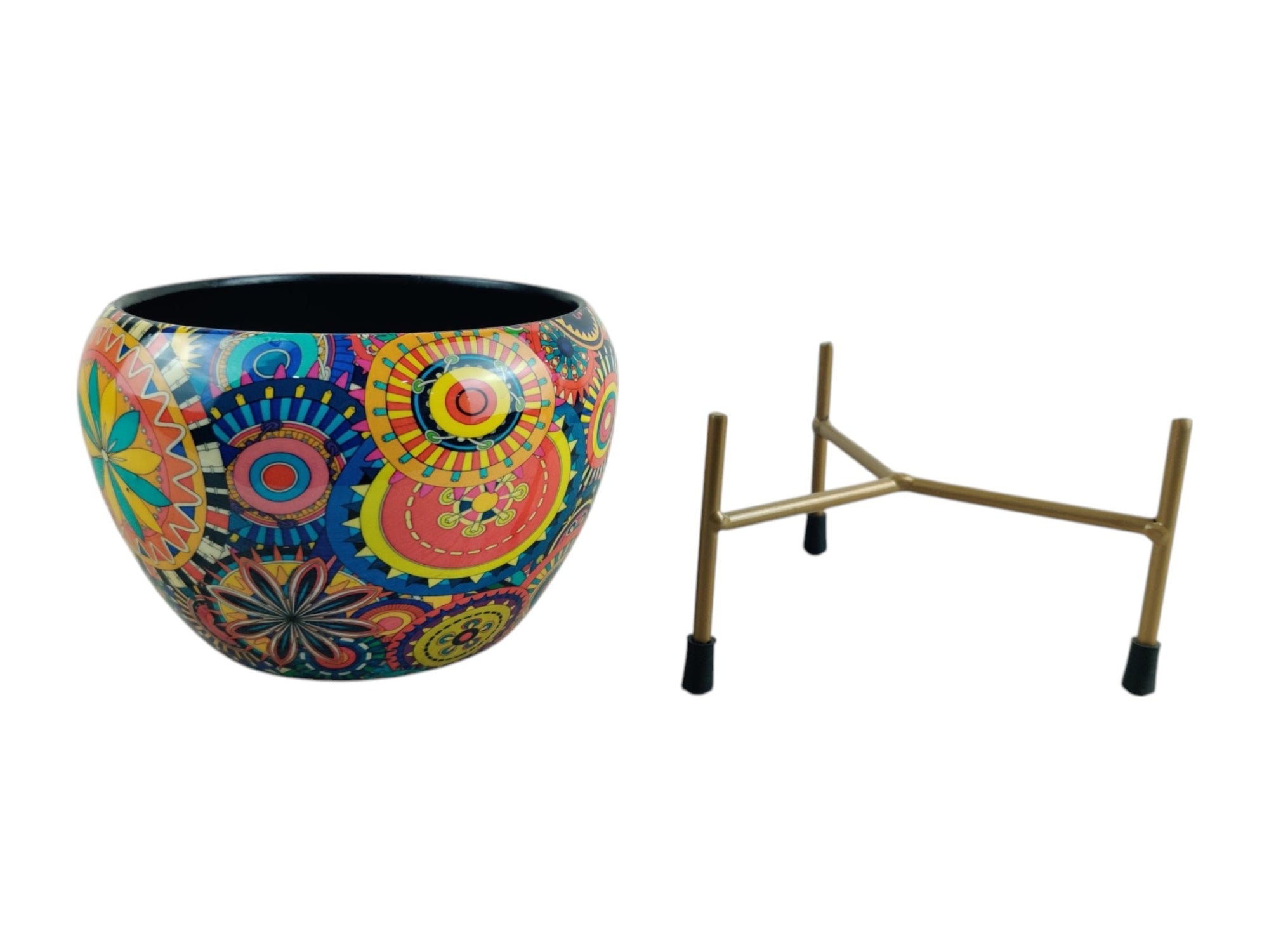 Royal 5" Orchid Pot - Rajwada Print Design with Stand - Nestern