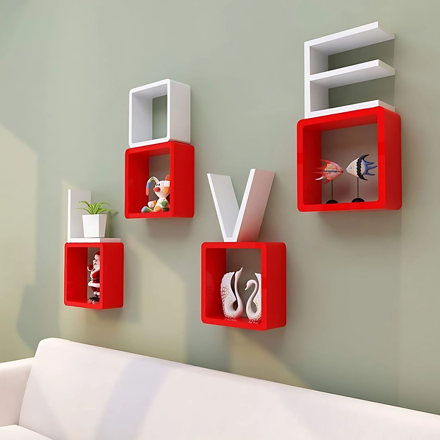 LOVE Wall Shelves Set - Decorative Storage For Living Room & Bedroom