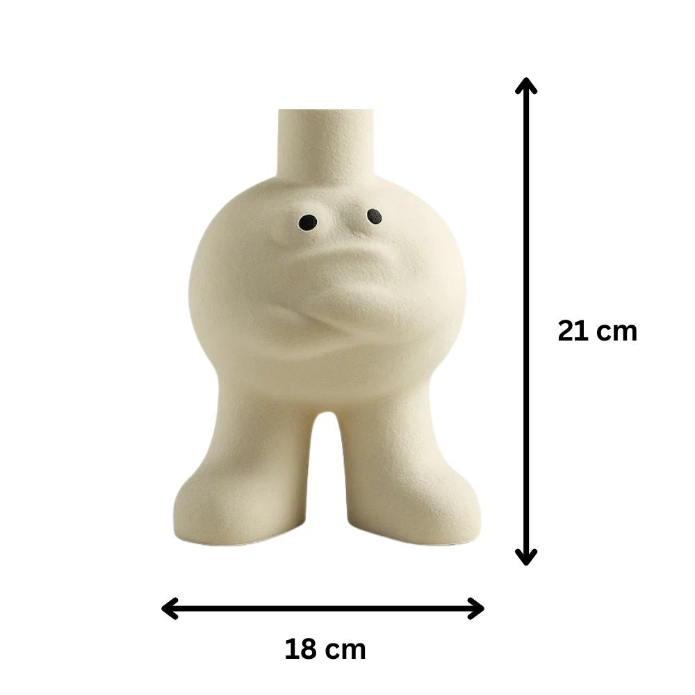 Quirky Big Feet Ceramic Vase With Hugging Chest Expression
