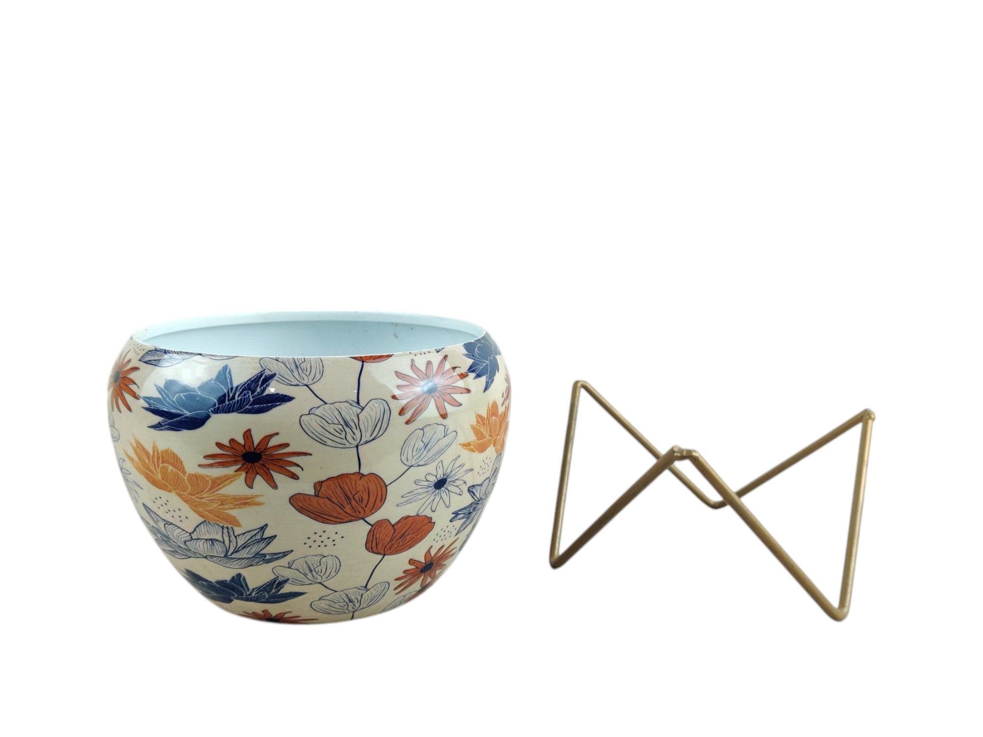 Charming 5" Orchid Pot - Floral Print Design with Stand - Nestern