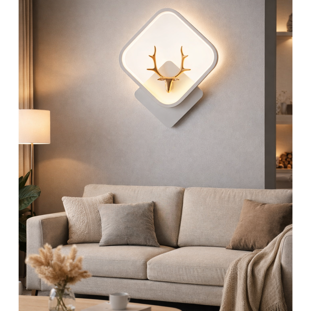 Modern Deer Antler LED Wall Light with 3 Color Modes Feature for Living Room & Bedroom - White