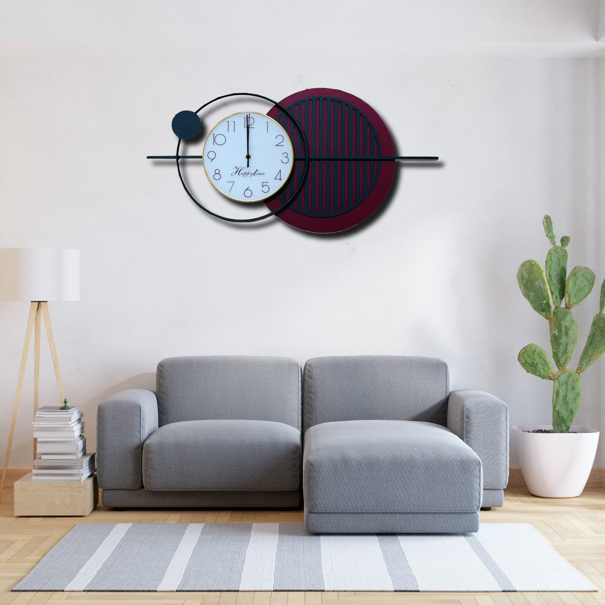 Dual-Tone Modern Abstract Wall Clock with Circular Design - Nestern