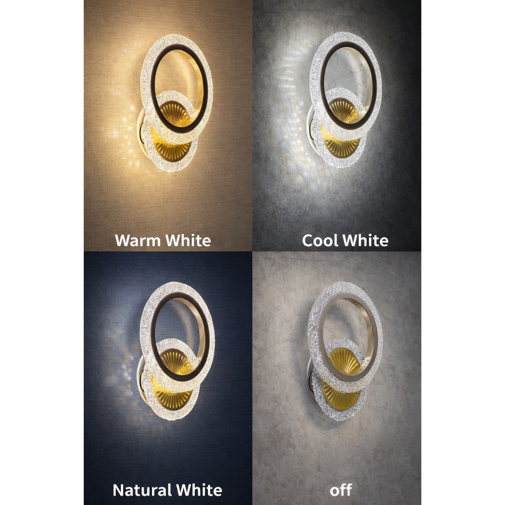 Luxury Golden Acrylic Crystal LED Wall Light with Adjustable Colour Changing Function