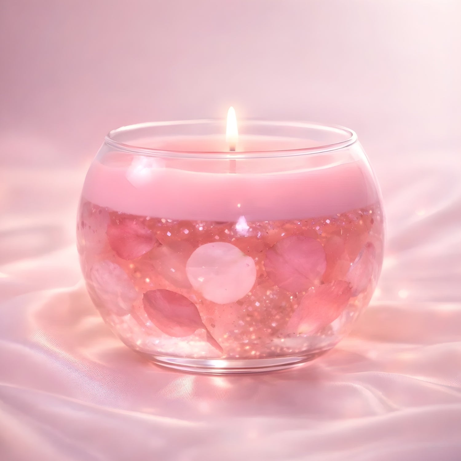 Blush Glow Floral Glass Candle For Soft Romantic Ambience