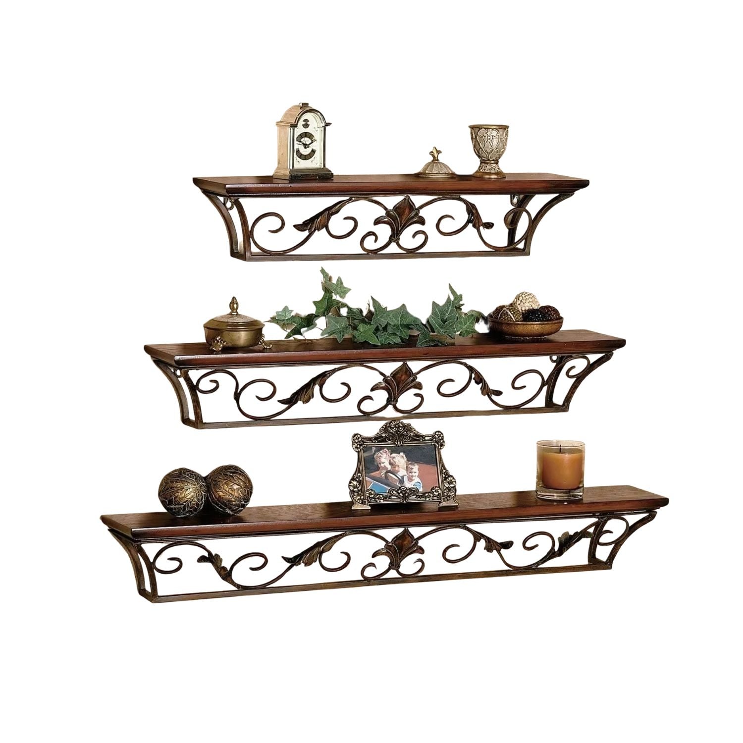 Abstract Wooden Wall Shelves Set of 3 - Decorative & Functional Storage