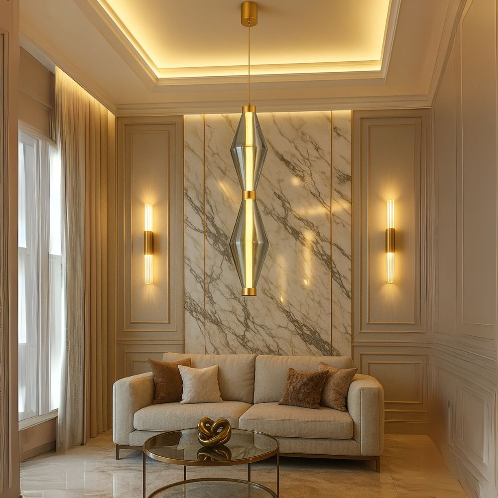 Modern Bronze Pendant Light With Smoke Grey Glass Shade - 14W LED Hanging Lamp