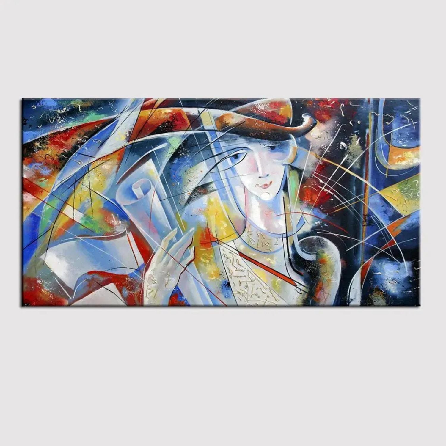Elegant Abstract Woman Face Panoramic Canvas Wall Art