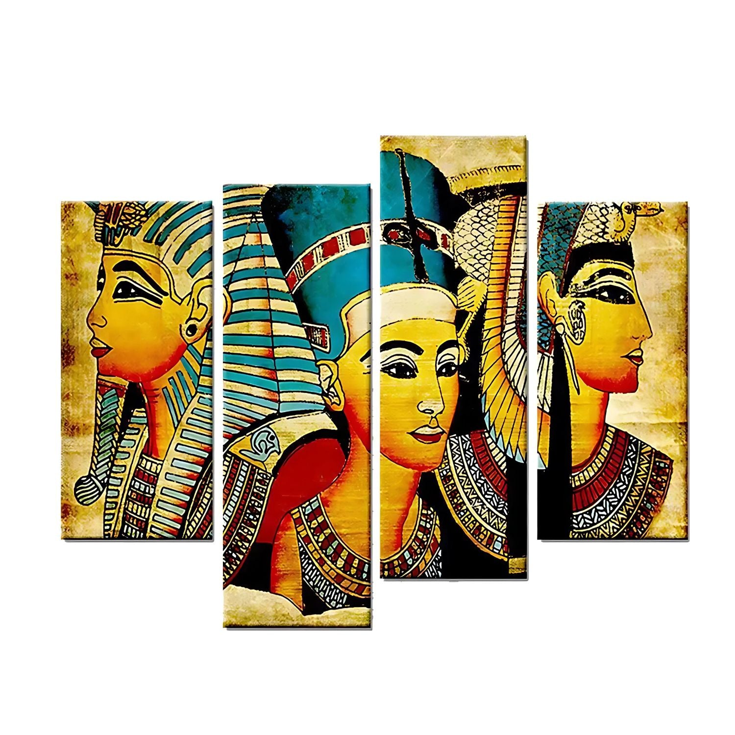 Ancient Egyptian Pharaohs Canvas Wall Art 4-Panels Framed Set