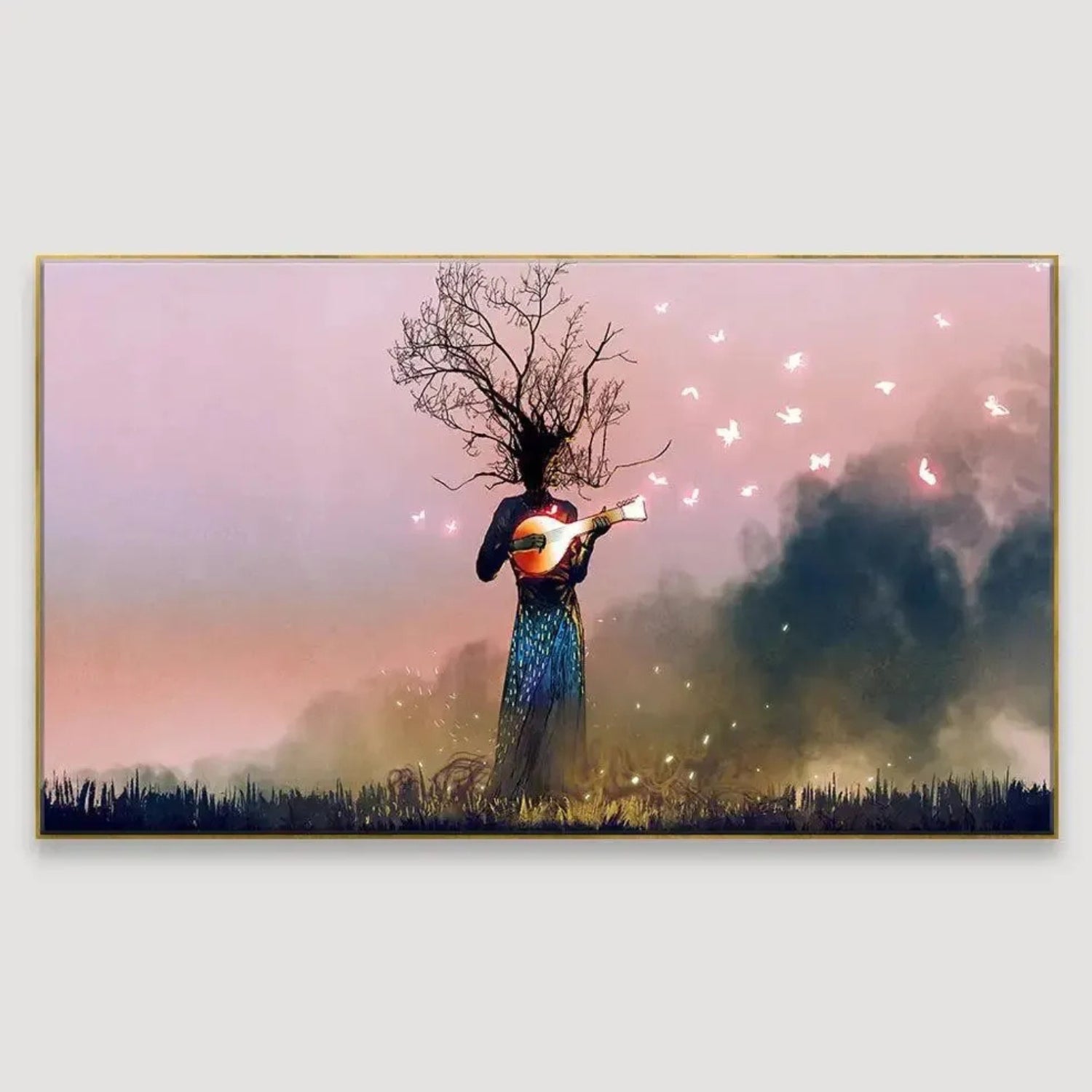 Beautiful Surreal Artwork of Tree Woman Playing Guitar