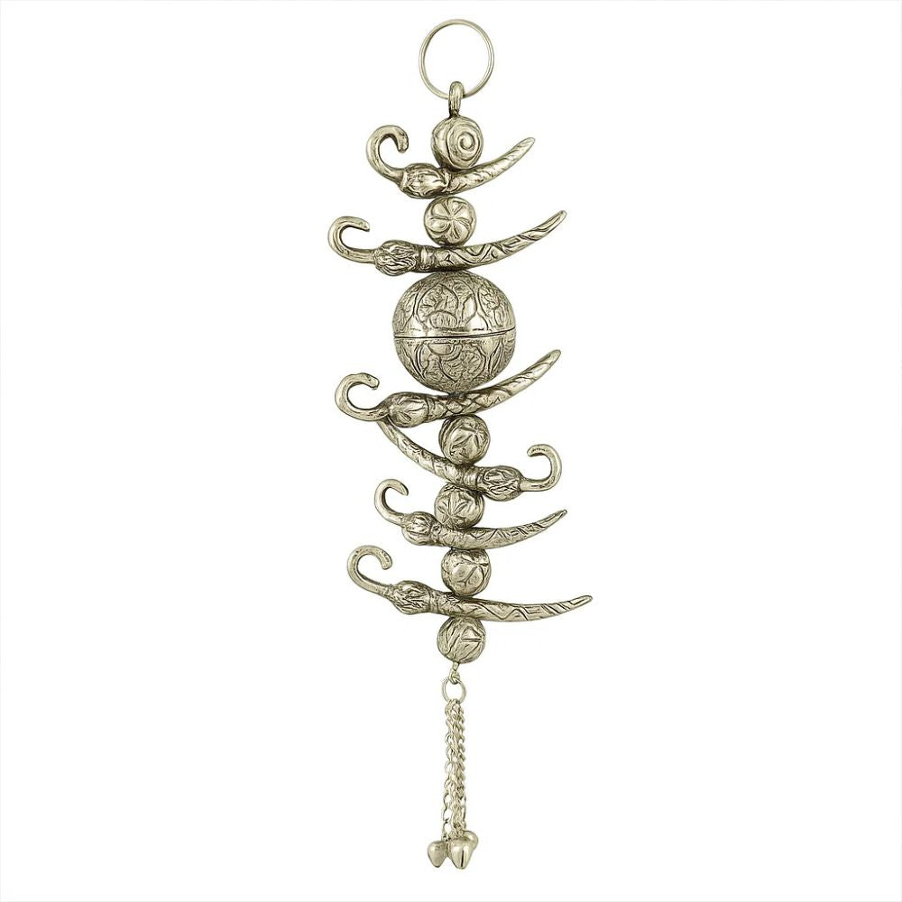 Elegant German Silver Nazar Battu with 7 Chillies and 1 Lemon Design