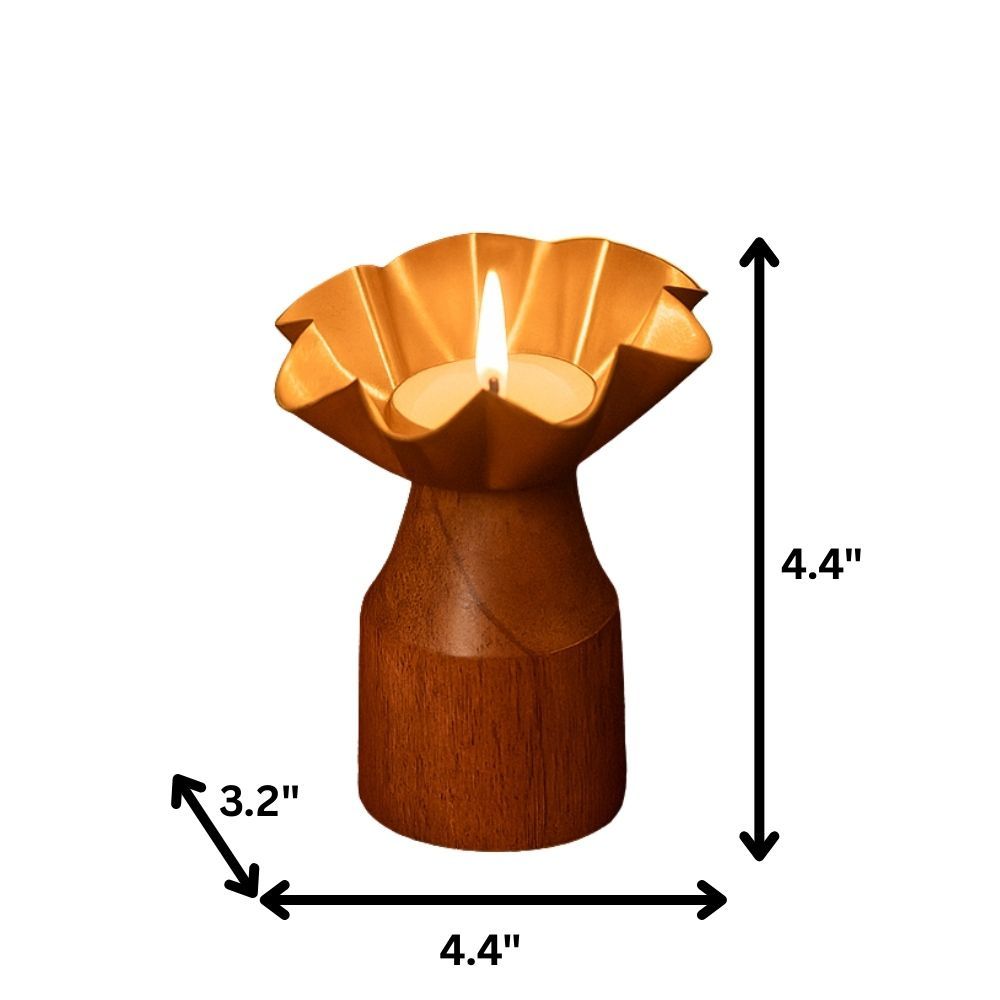 Rustic Charm Wooden Tealight Holders in Diwali Gift Box - Set of 4