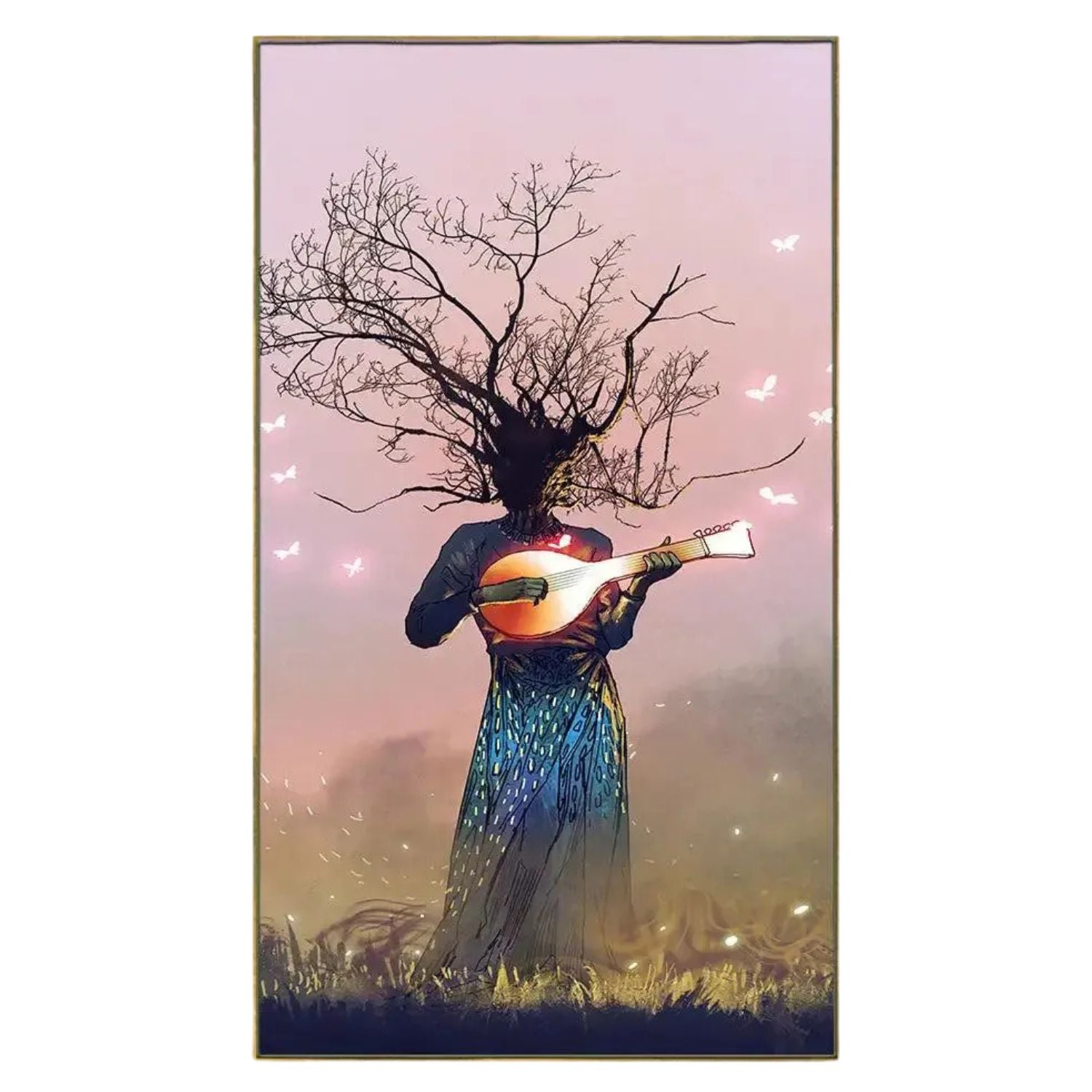 Surreal Nature-Inspired Wall Art With Musical Tree Spirit Canvas Painting