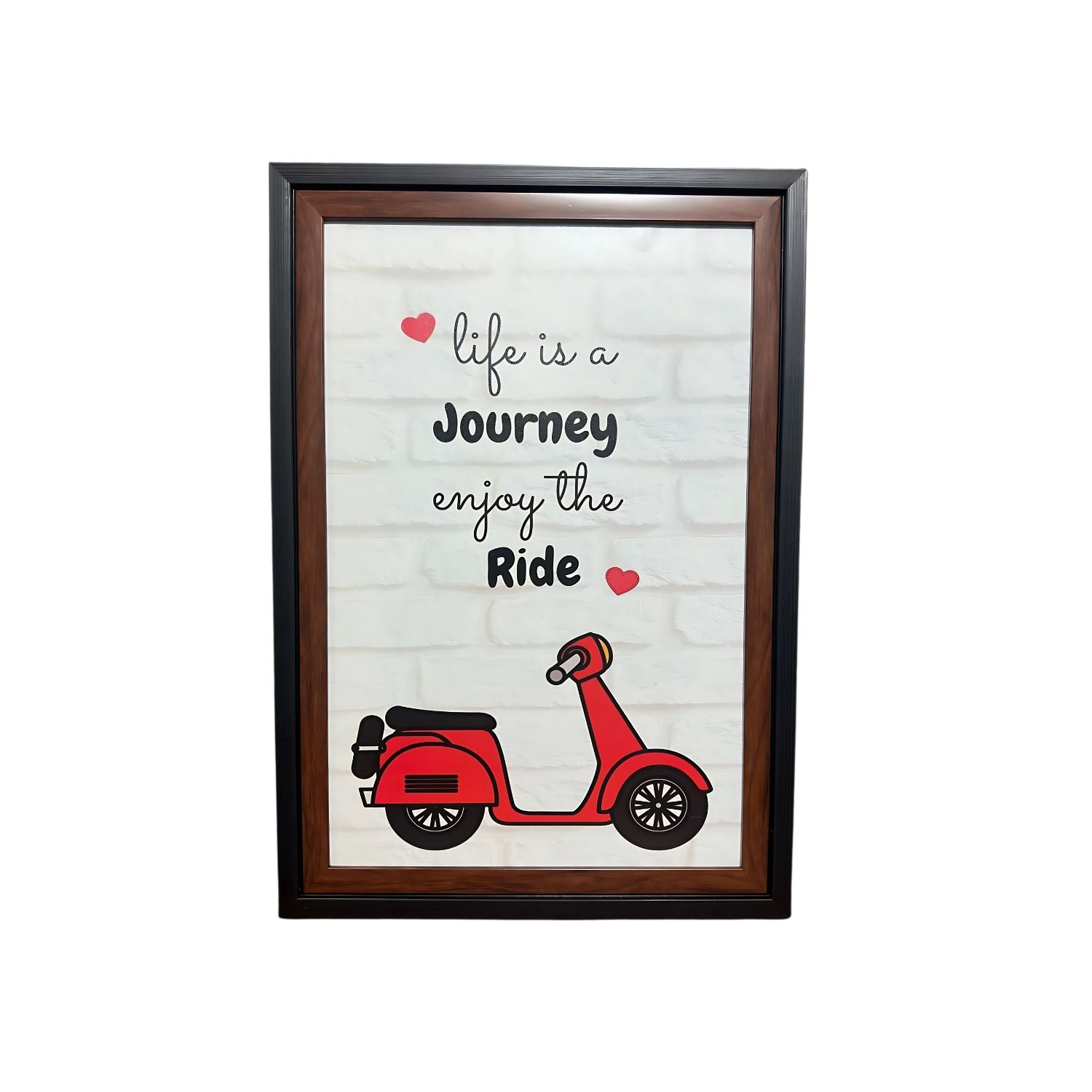 Life Is A Journey Scooter Art With Frame - Motivational Wall Decor