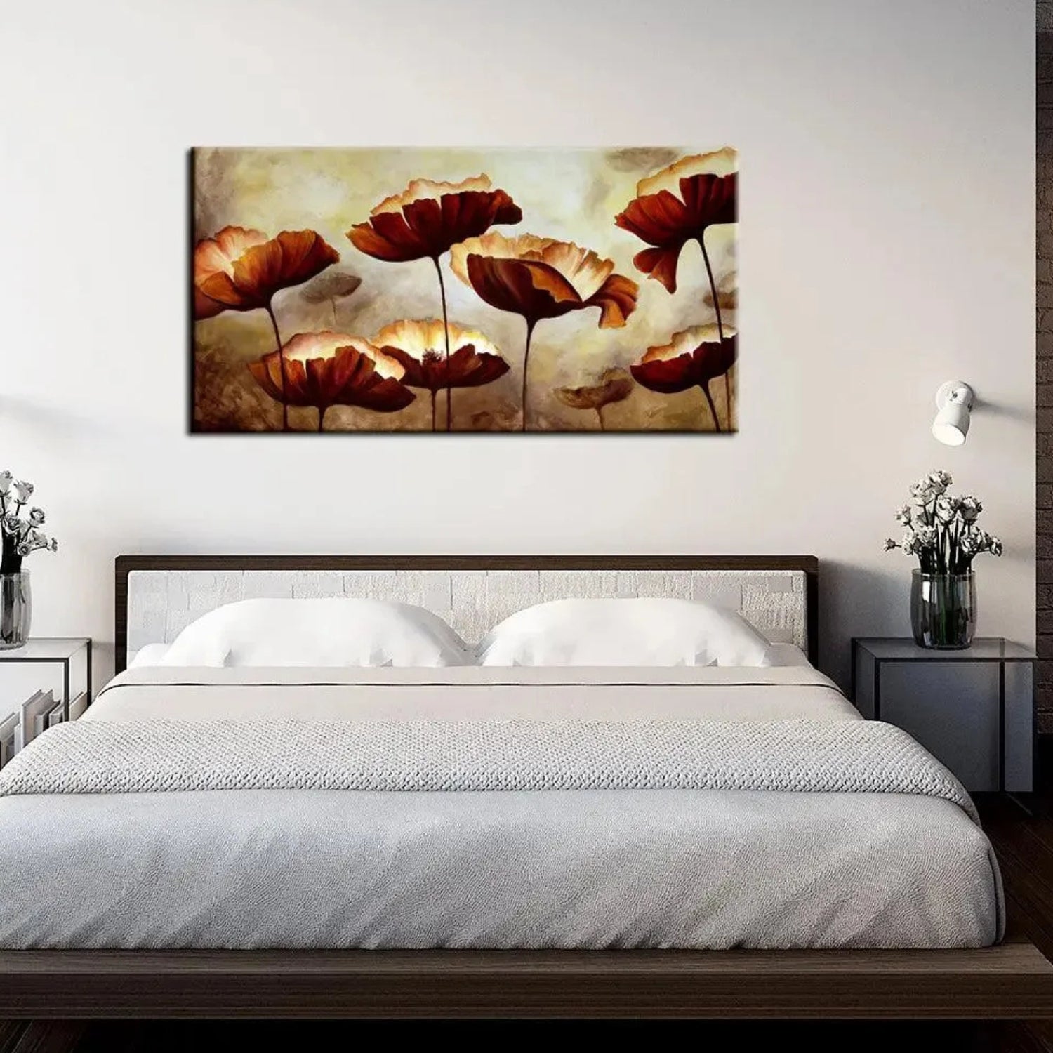 Abstract Brown Floral Canvas Printed Painting For Home Decor