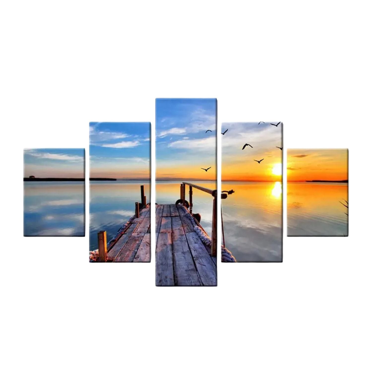 Elegant Serene Beach Sunset Multi Panel Canvas Wall Art Painting