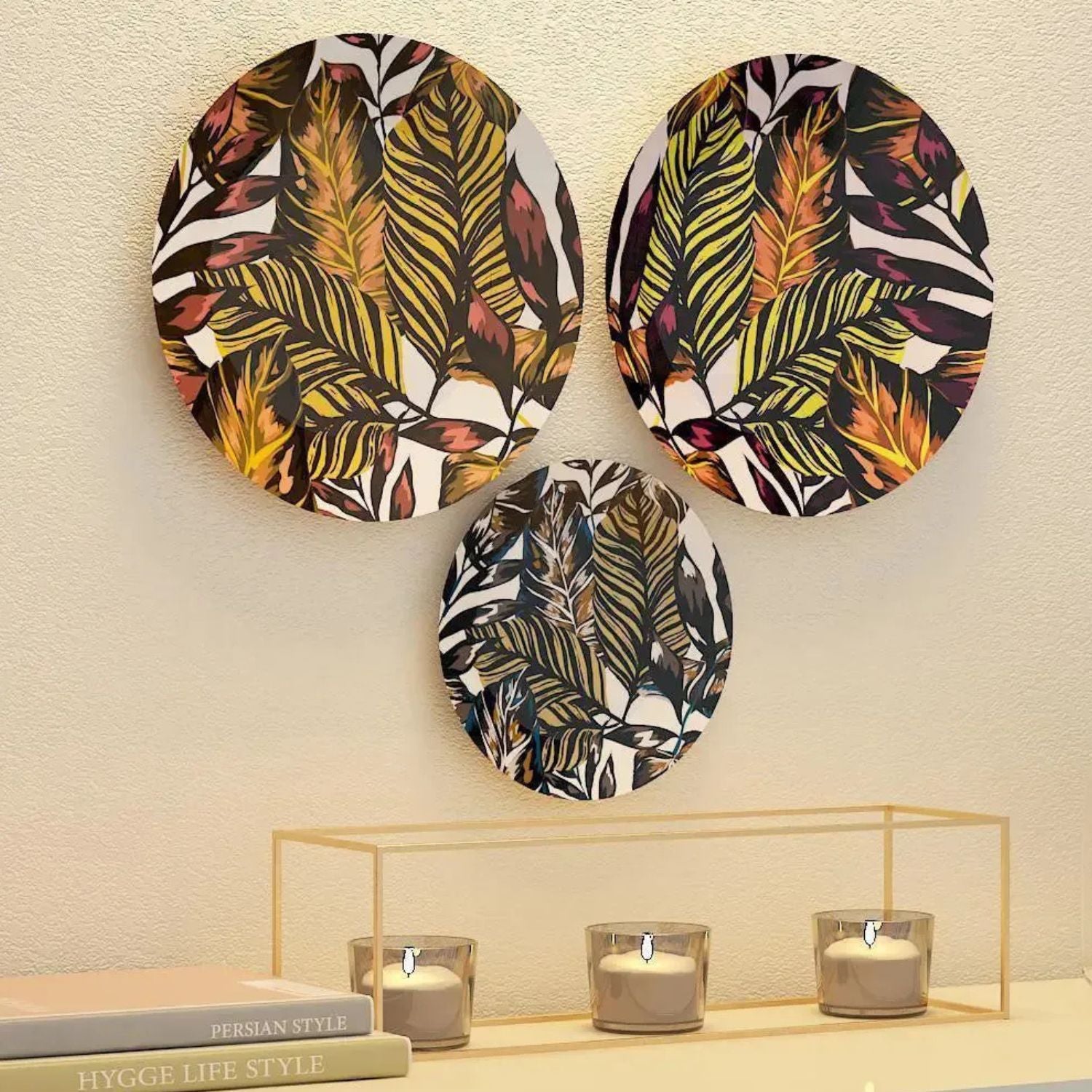 Luxury Leaf Pattern Ceramic Wall Plates For Home Decor