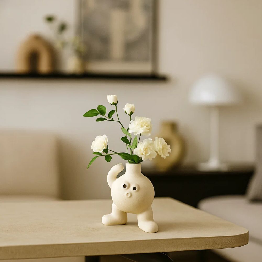 Playful Big Feet Ceramic Vase in Hip Hop Cartoon Style