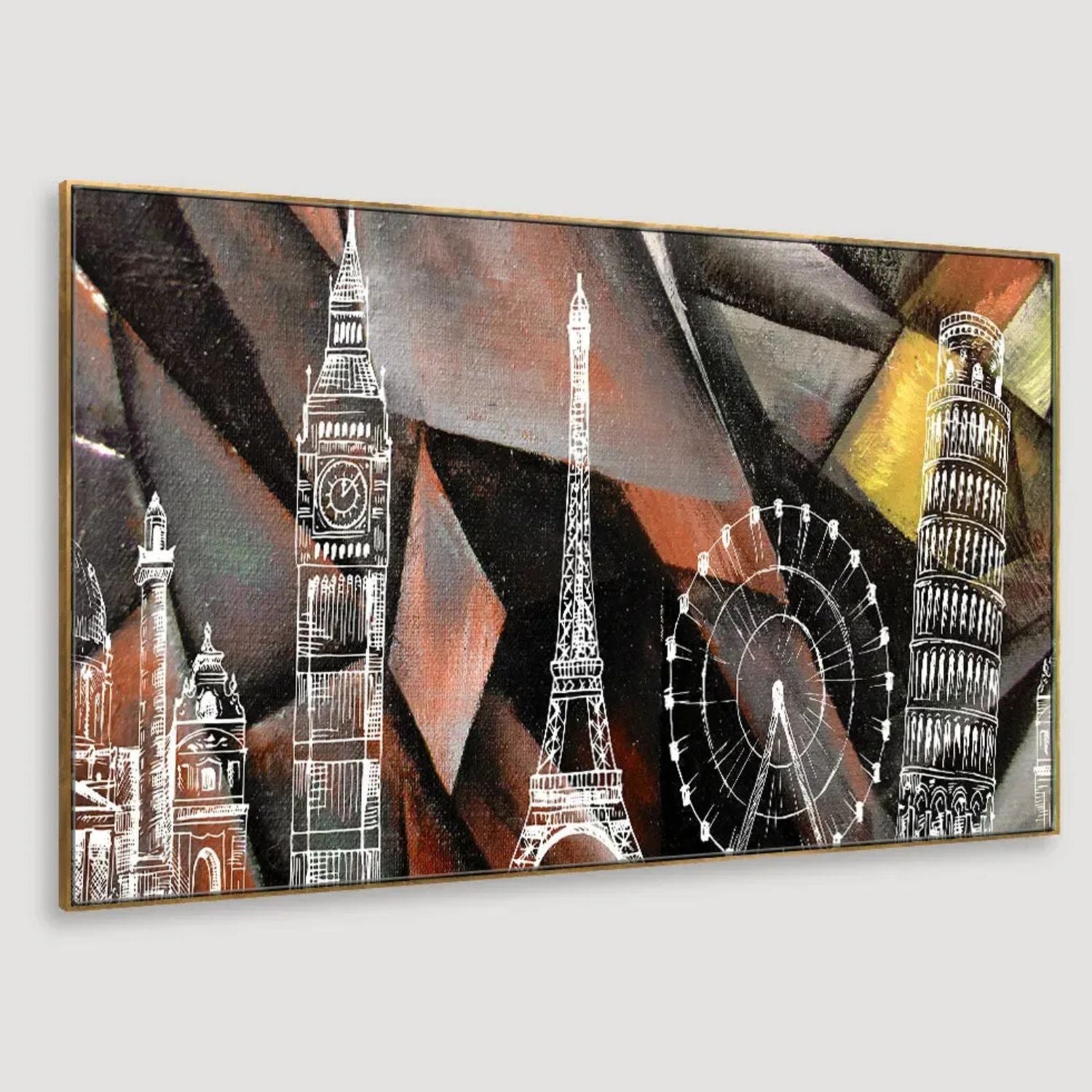 Stylish Wall Art Showcasing World Famous Monuments Scenery Painting