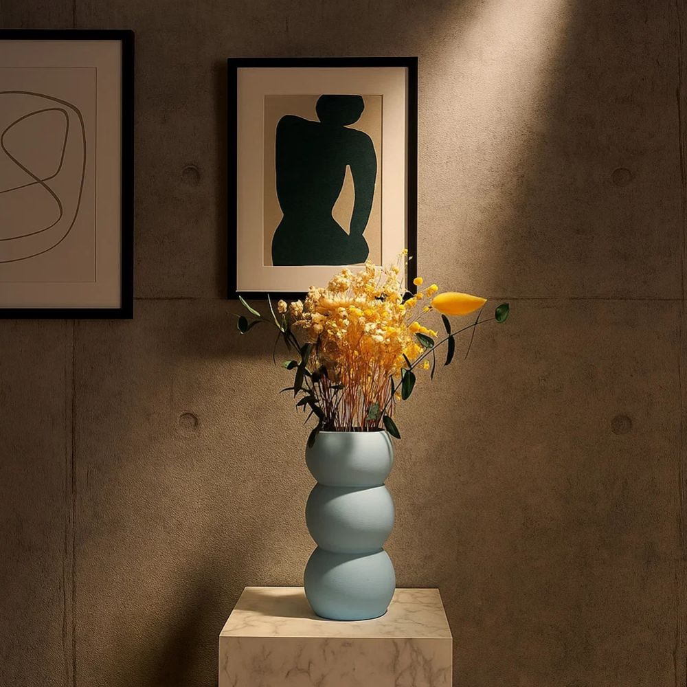 Blue Skies Ceramic Vase With Vibrant Dried Floral Combo