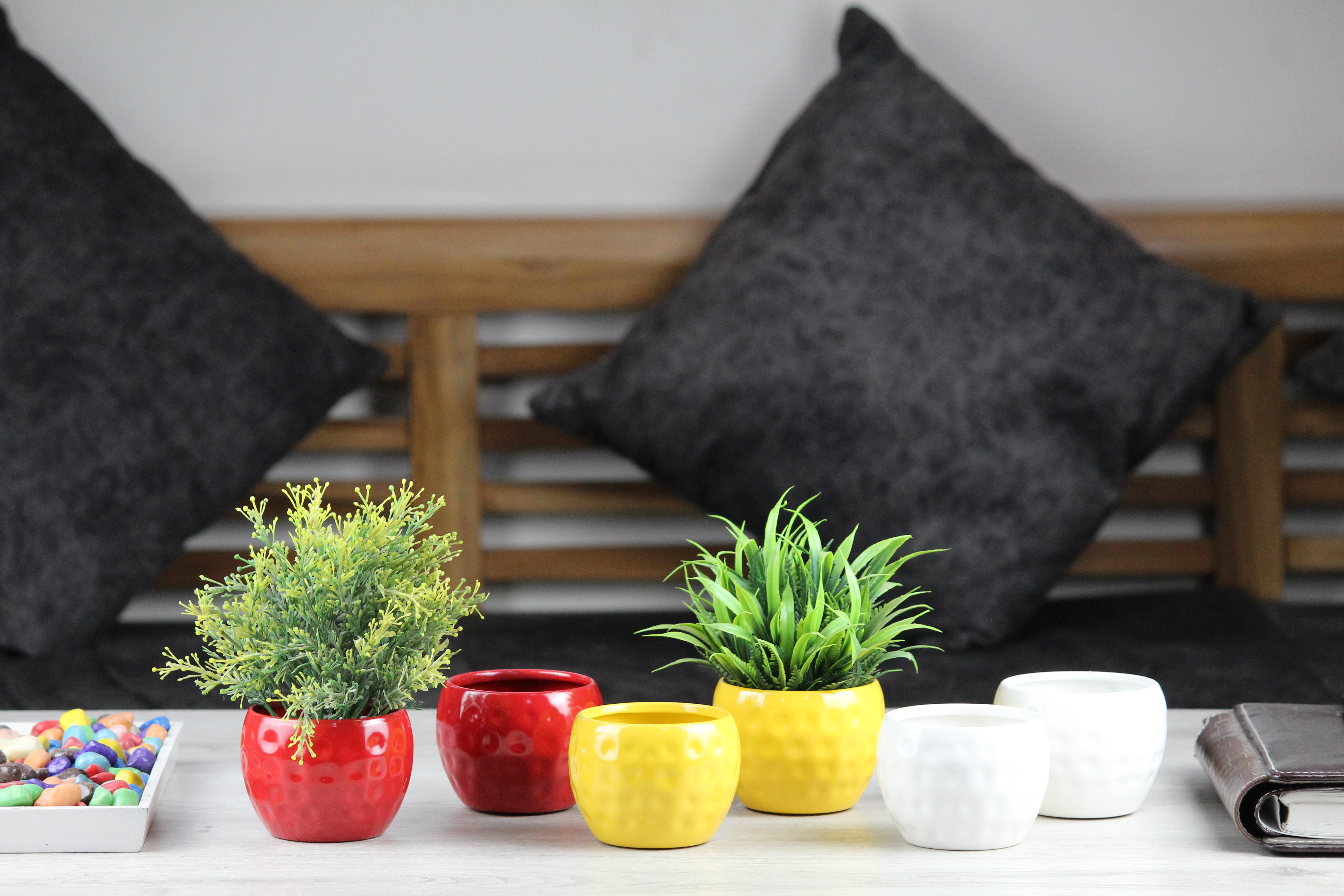 Elegant 3" Hammered Tabletop Pots - Multicolor, Set of 6 - Nestern