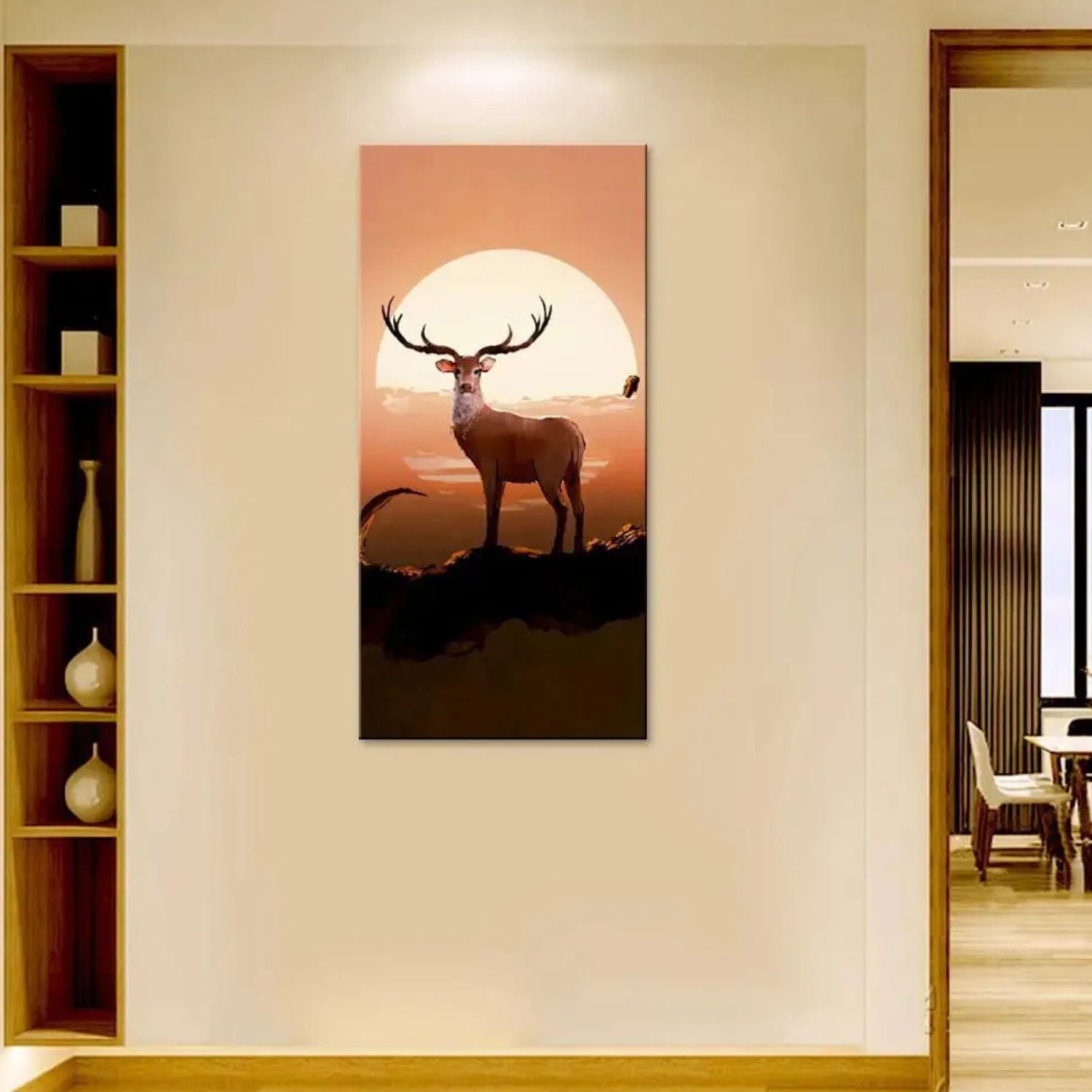 Majestic Deer Sunset Canvas Wall Art For Living Room