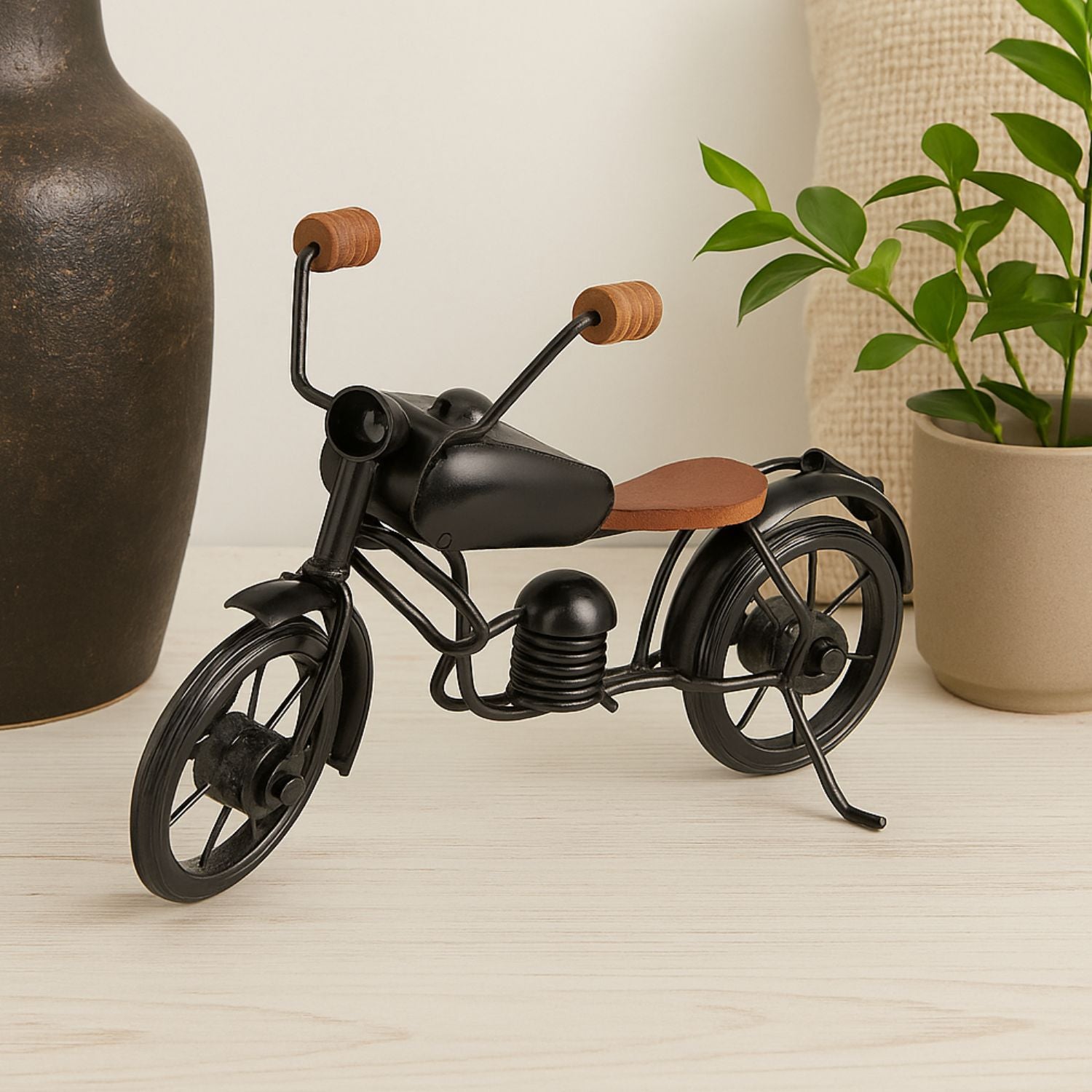 Handcrafted Vintage Bullet Bike Miniature - Decorative Metal Showpiece