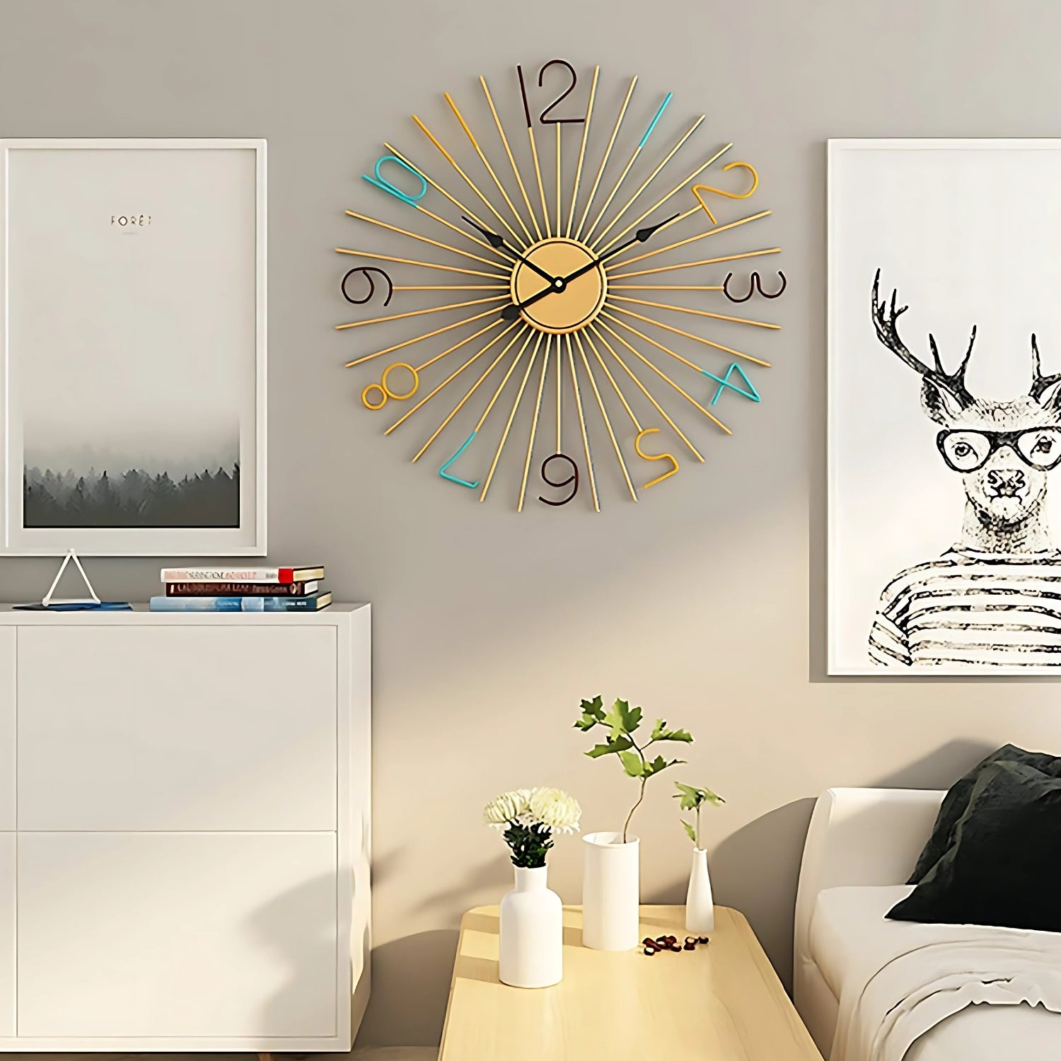 Large Color Numbers Wall Clock Adding Vibrant Charm Decor