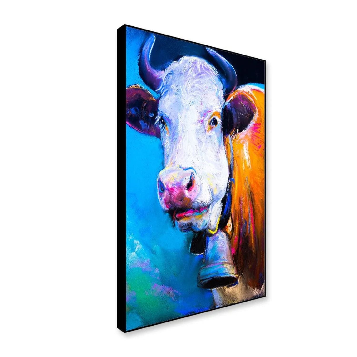 Abstract Bold Bovine Colorful Cow Portrait Modern Pastel Wall Art