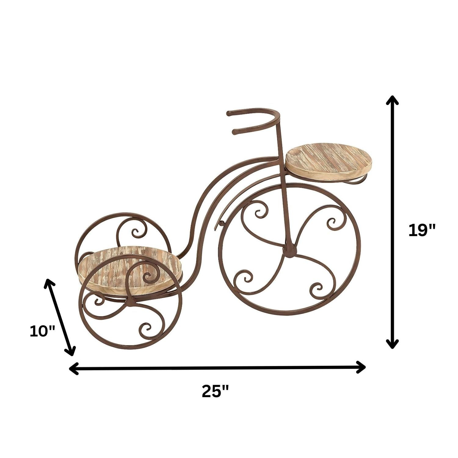 Vintage Bicycle Style Free Form Multi-Tiered Metal Plant Stand