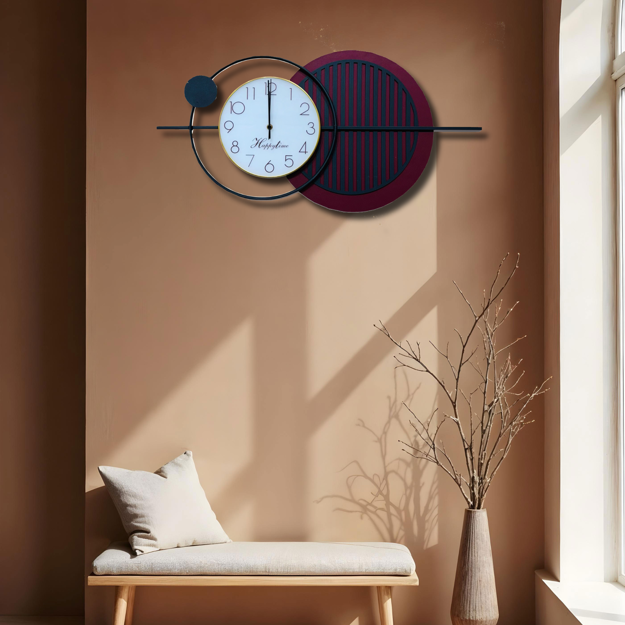 Dual-Tone Modern Abstract Wall Clock with Circular Design - Nestern
