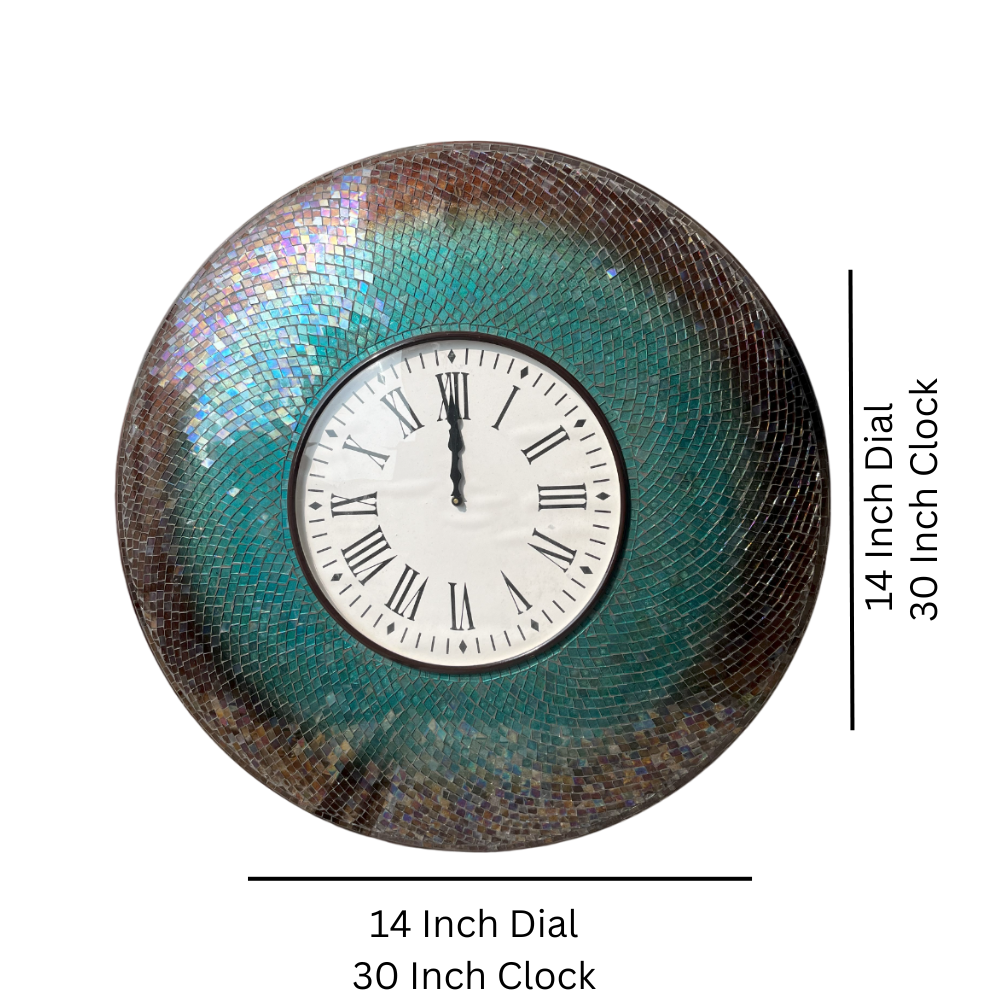 Elegant Mosaic Wall Clock with Roman Numerals - Classic Home Décor