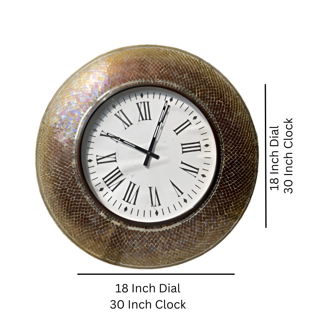 Elegant Mosaic Wall Clock with Roman Numerals - Classic Home Décor - Nestern