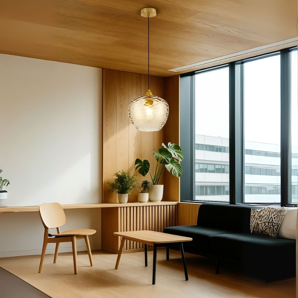 Elegant Amber, Green & Coffee Diamond-Cut Glass Pendant Light For Modern Interiors