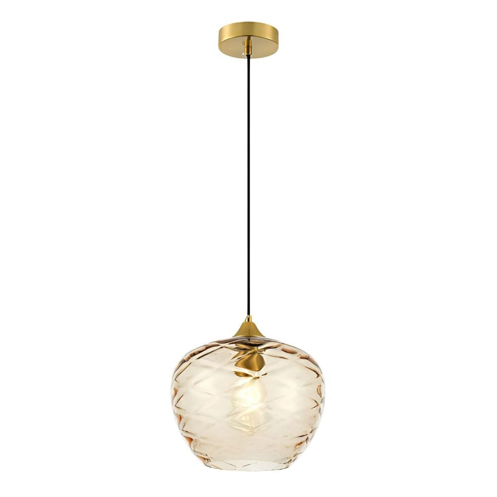 Elegant Amber, Green & Coffee Diamond-Cut Glass Pendant Light For Modern Interiors