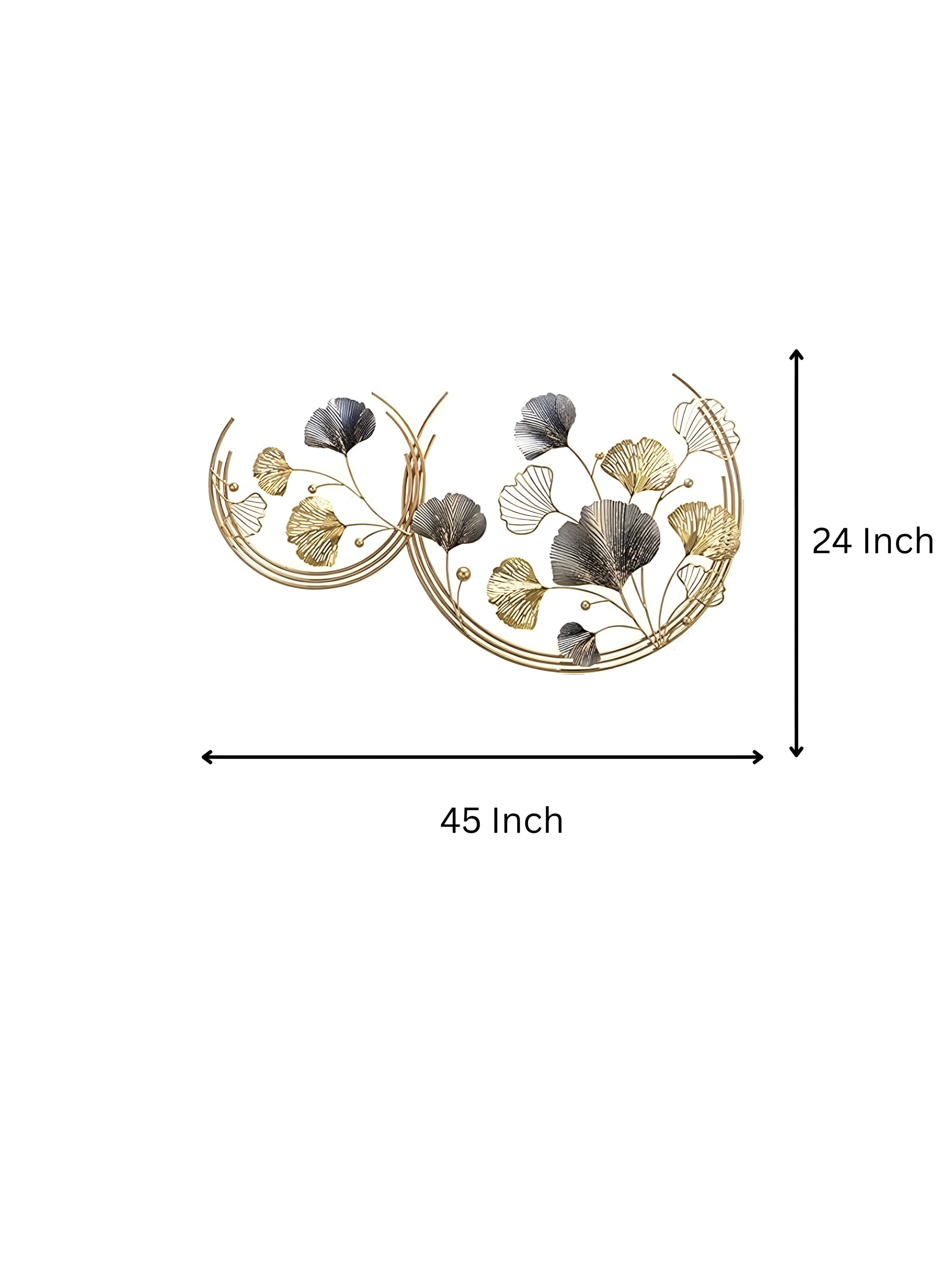 Elegant Gold & Black Ginkgo Leaf Metal Wall Art