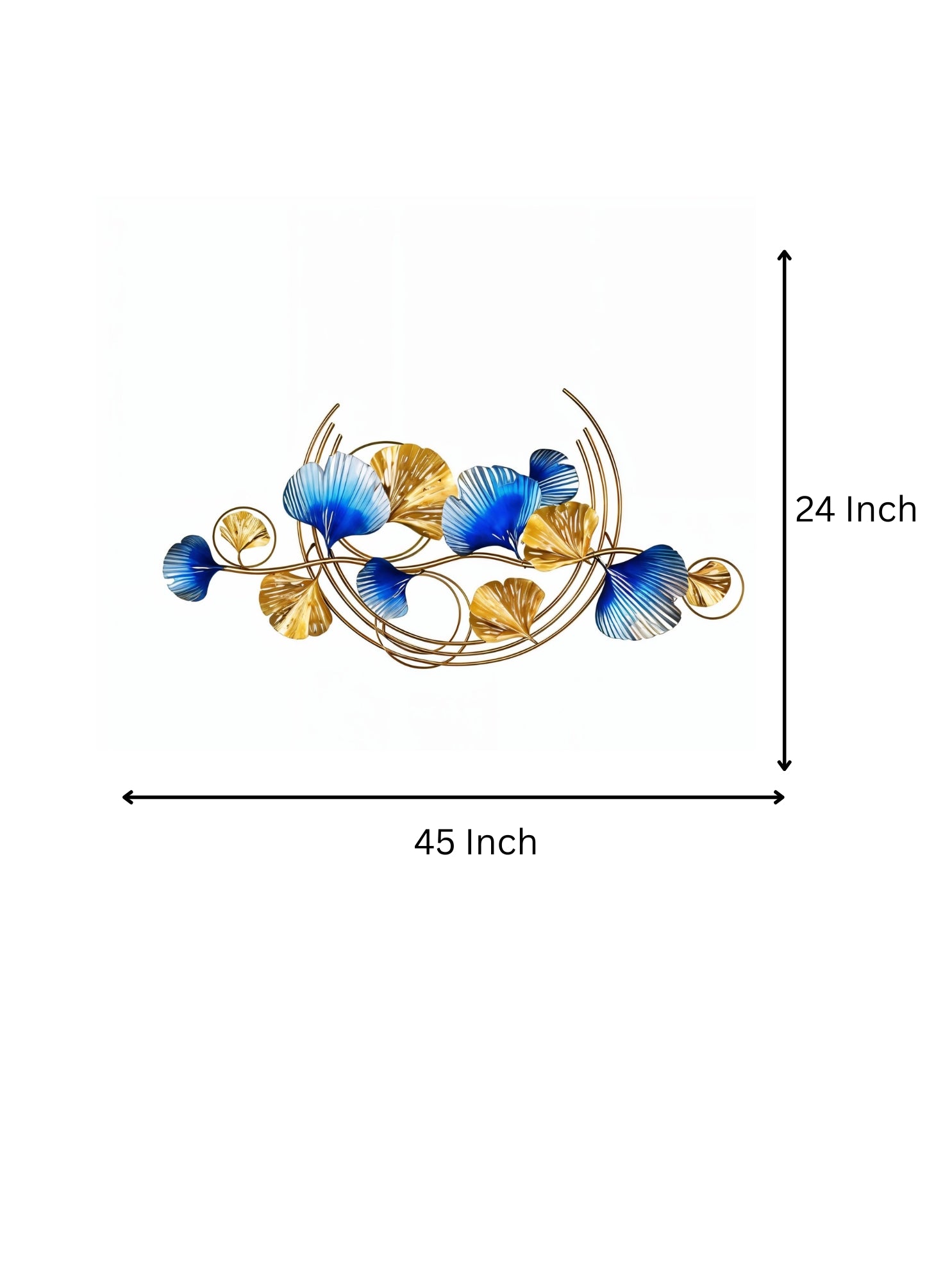 Elegant Gold & Teal Ginkgo Leaf Metal Wall Art