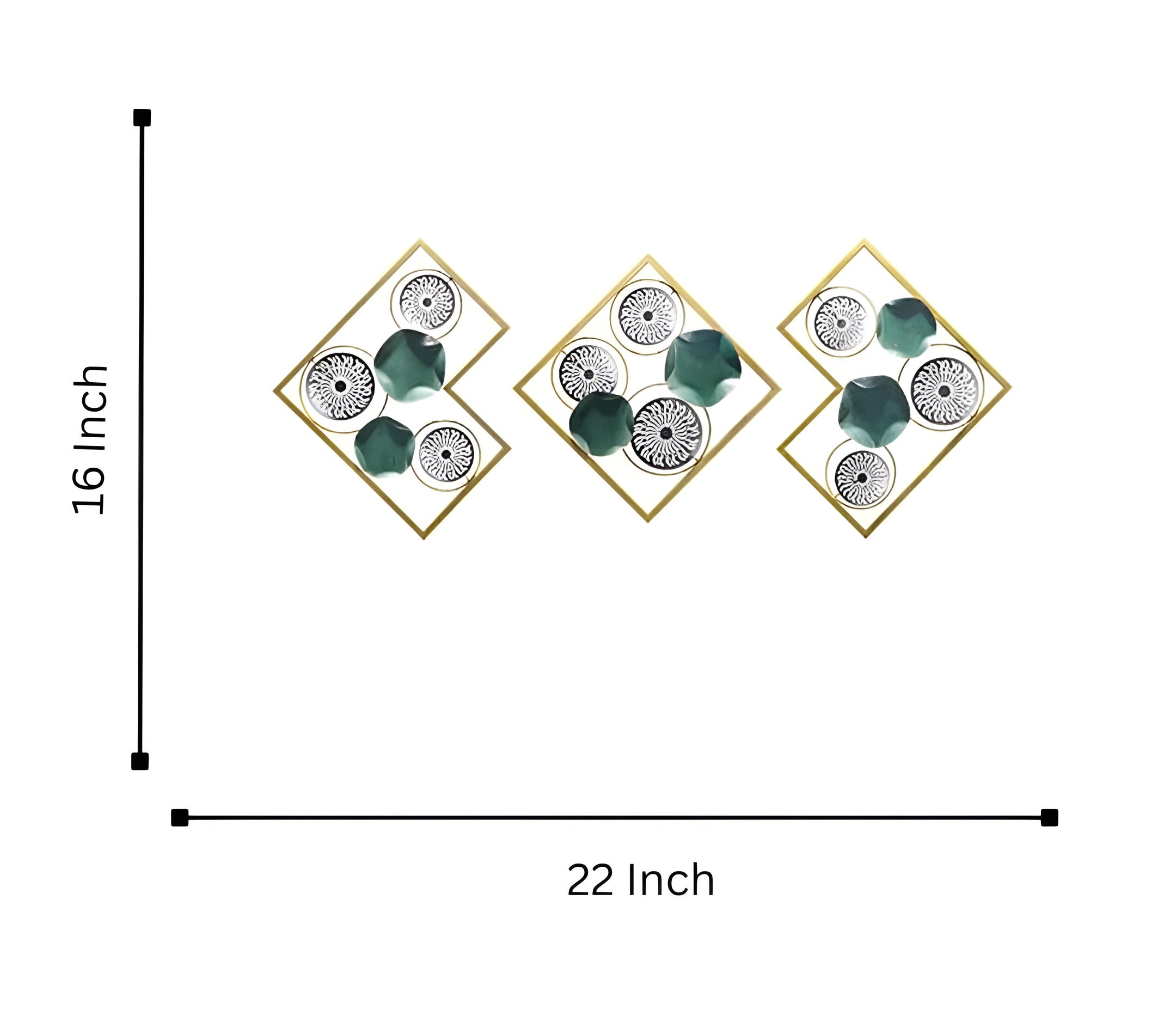 Modern 3D Geometric Metal Wall Art – Gold & Teal Accents