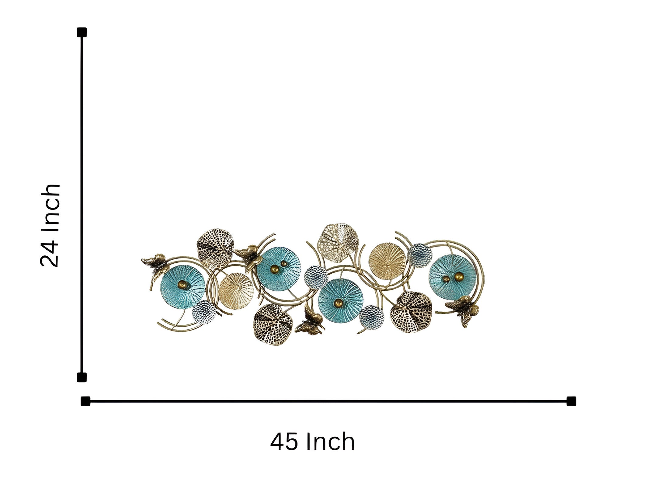 Elegant 3D Metal Wall Art – Gold & Teal Abstract Circles