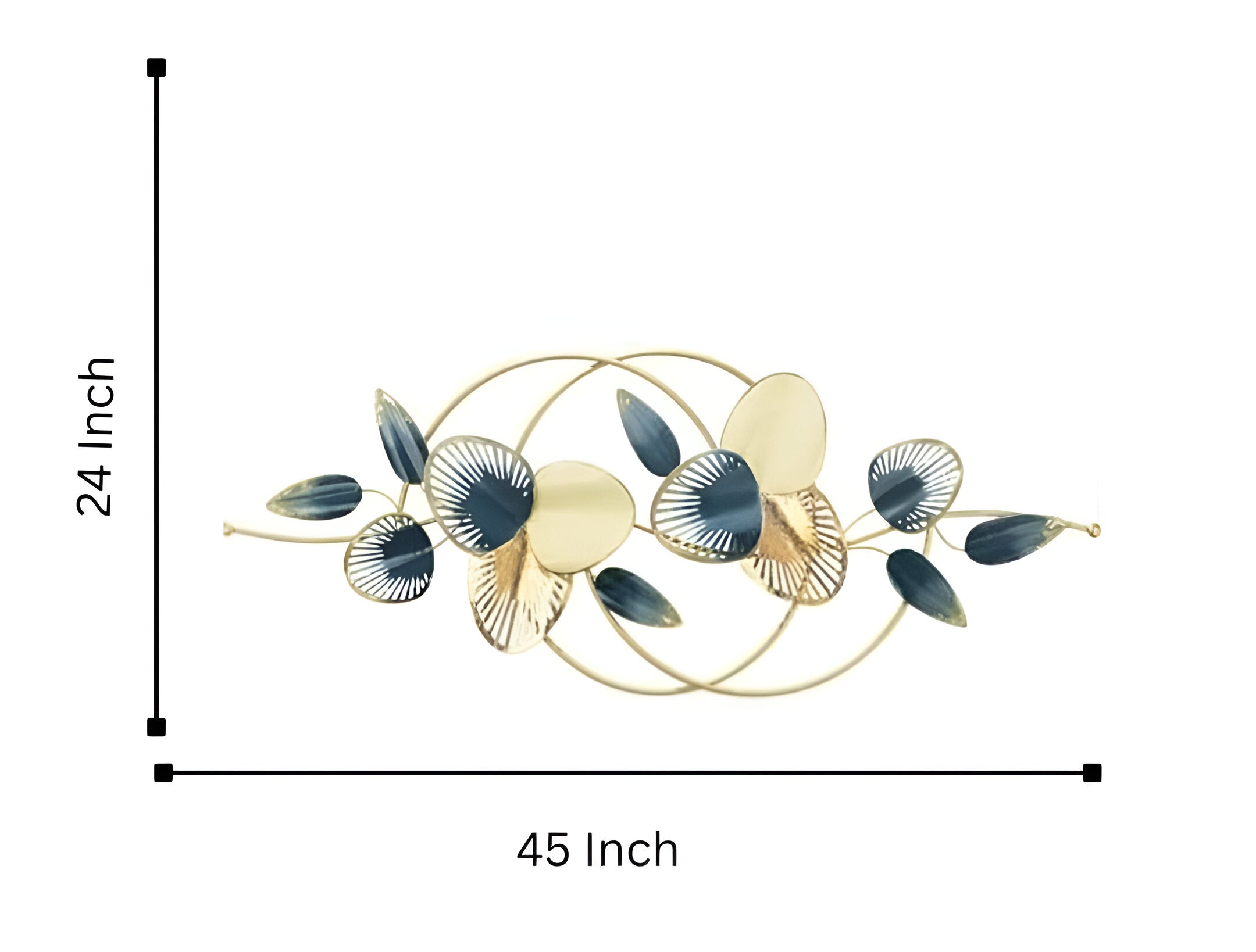 Luxury 3D Metal Wall Art – Abstract Floral Elegance in Gold & Teal
