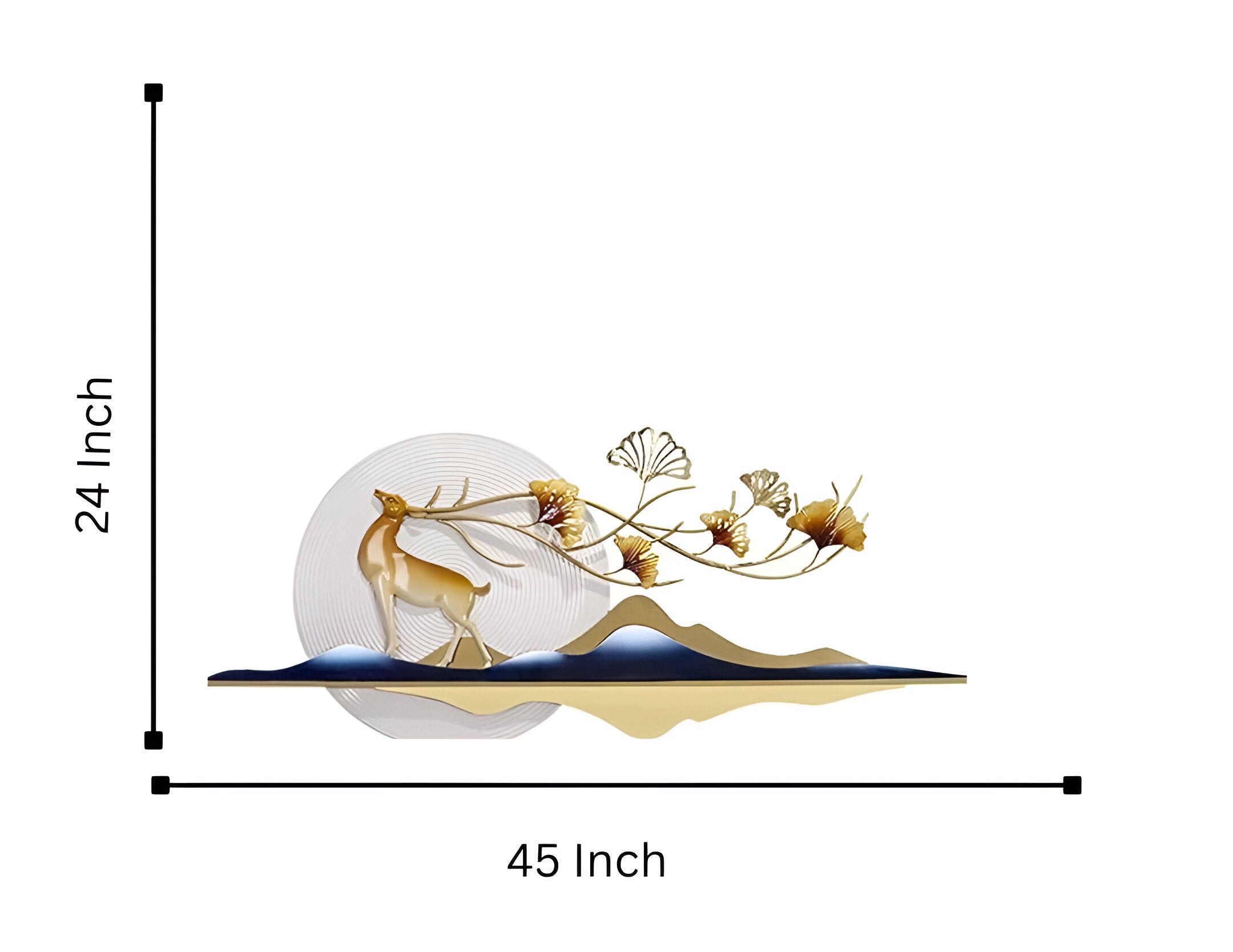 Elegant 3D Metal Wall Art – Golden Deer & Nature Scene