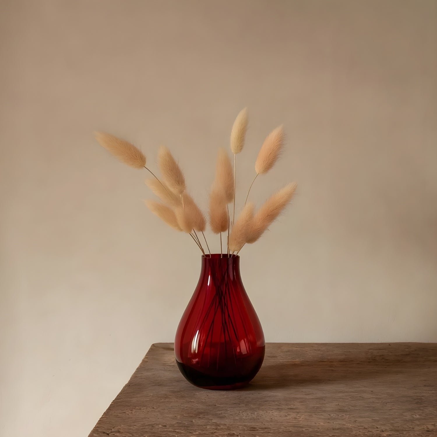 Rustic Charm Decorative Amber Vase With Natural Dried Flowers