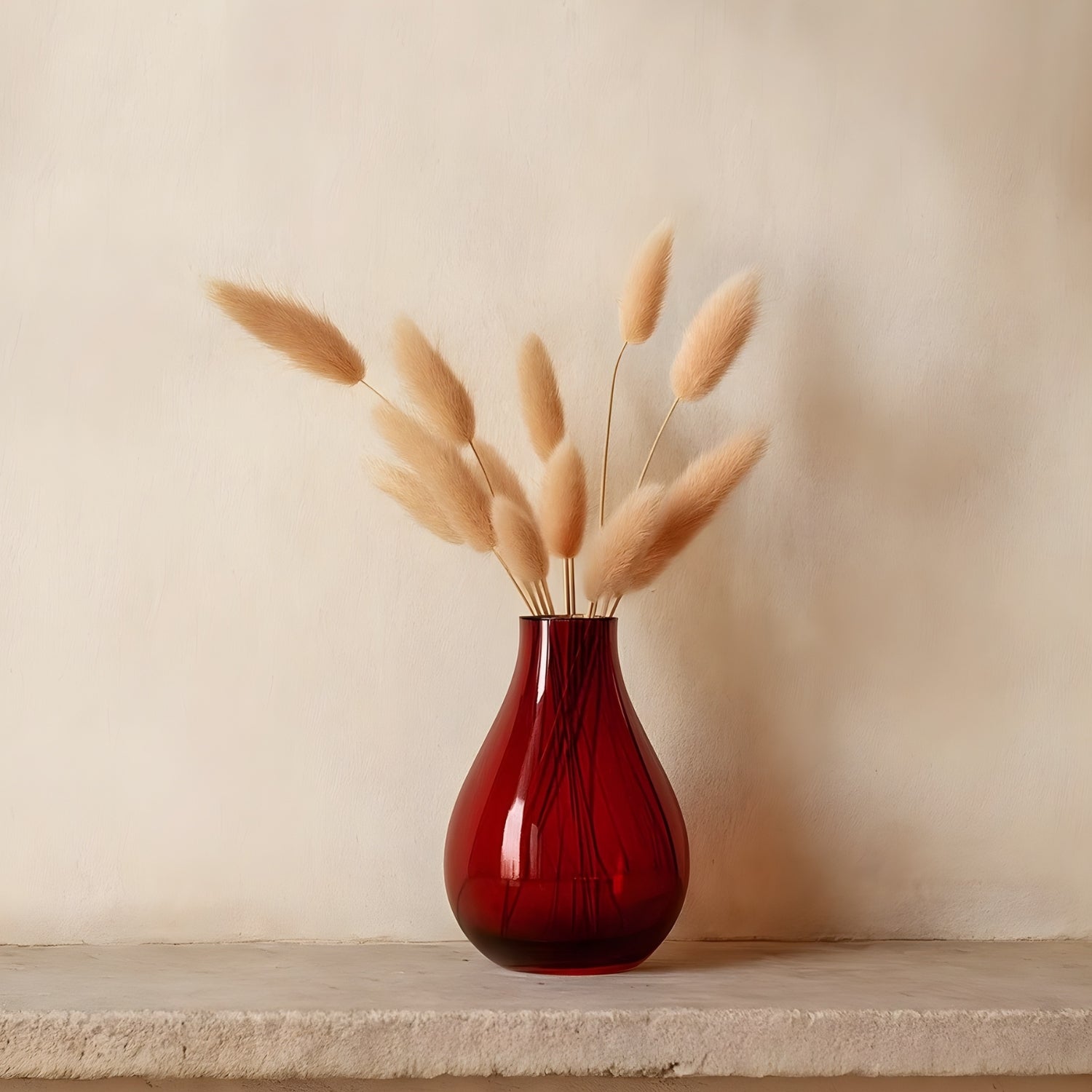 Rustic Charm Decorative Amber Vase With Natural Dried Flowers