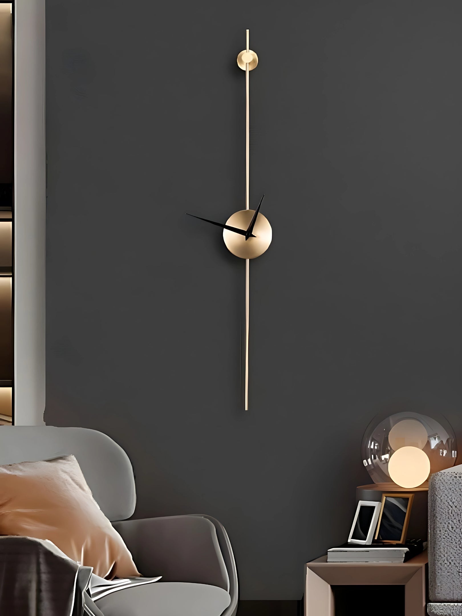 Minimal Golden Iron Wall Clock Elevating Luxury Interiors