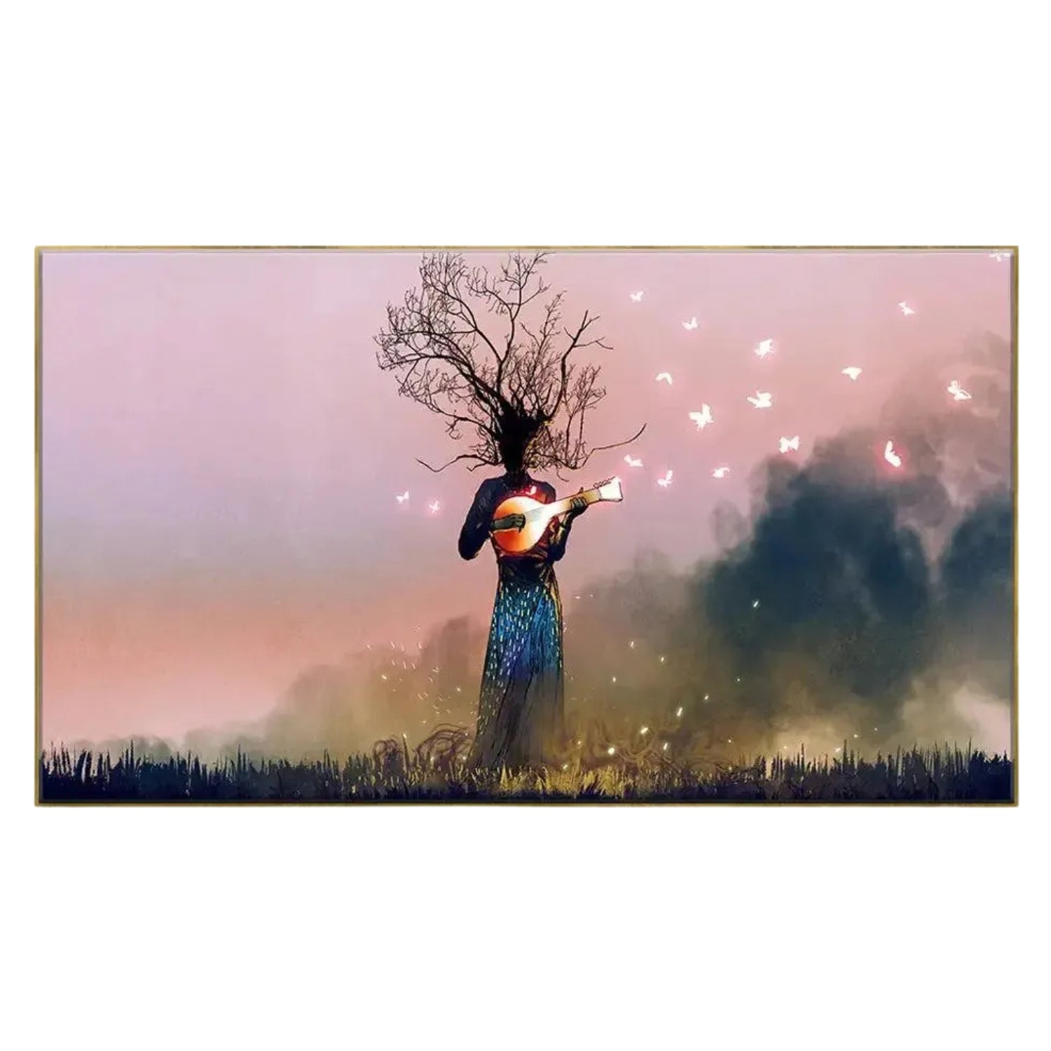 Beautiful Surreal Artwork of Tree Woman Playing Guitar
