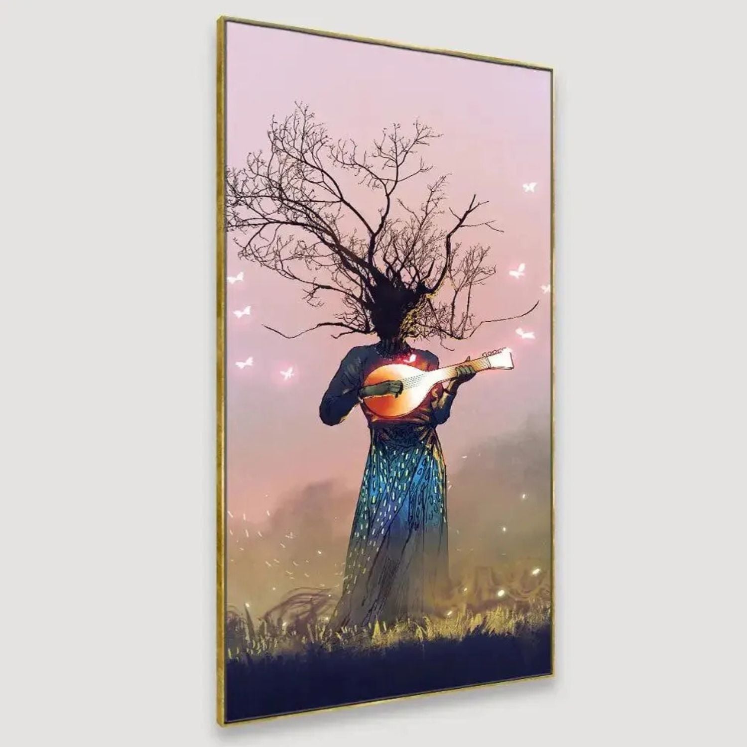 Surreal Nature-Inspired Wall Art With Musical Tree Spirit Canvas Painting