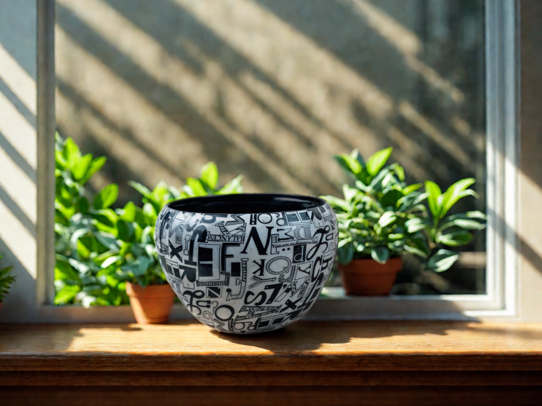 Trendy 5" Orchid Pot - Alphabet Print Design with Stand - Nestern