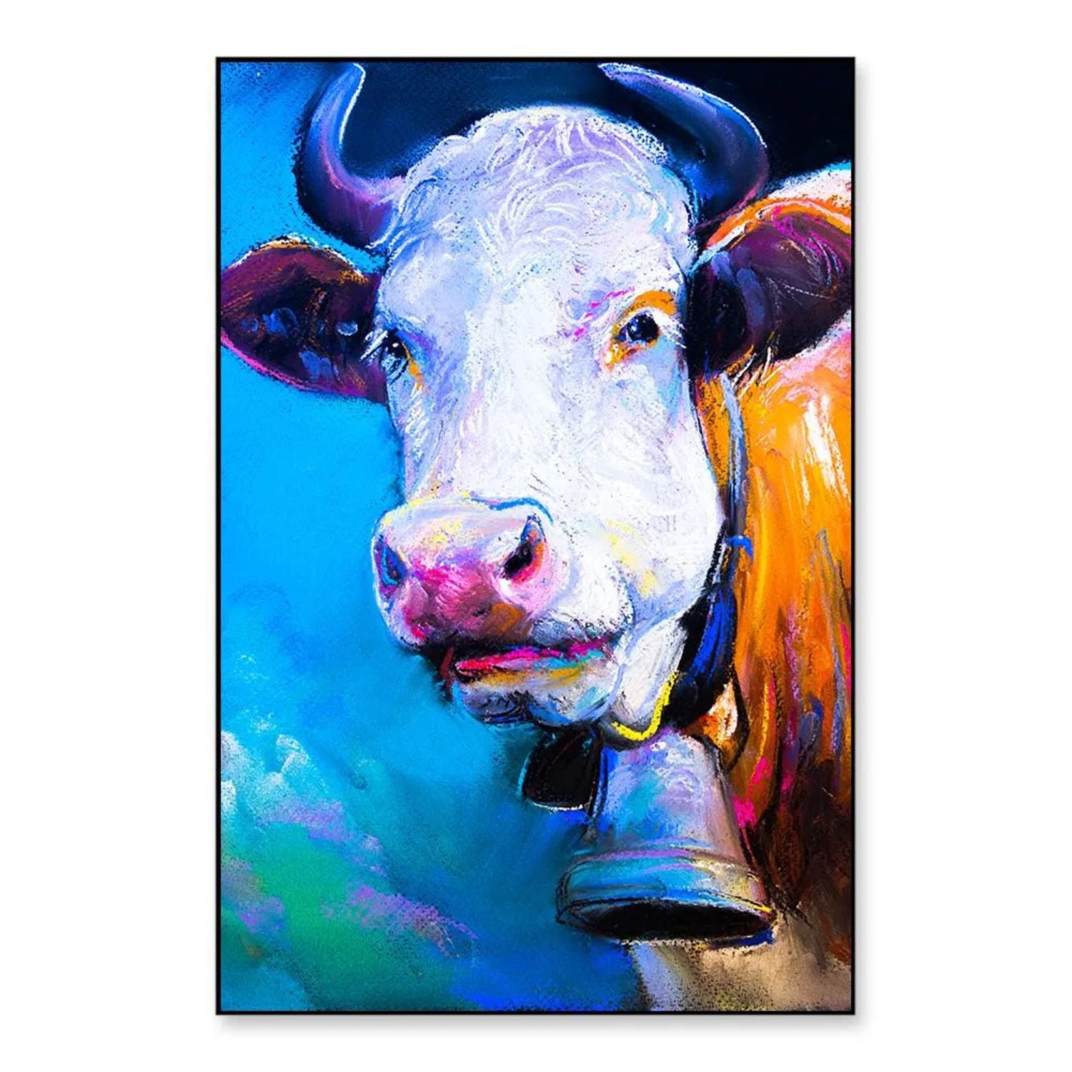 Abstract Bold Bovine Colorful Cow Portrait Modern Pastel Wall Art