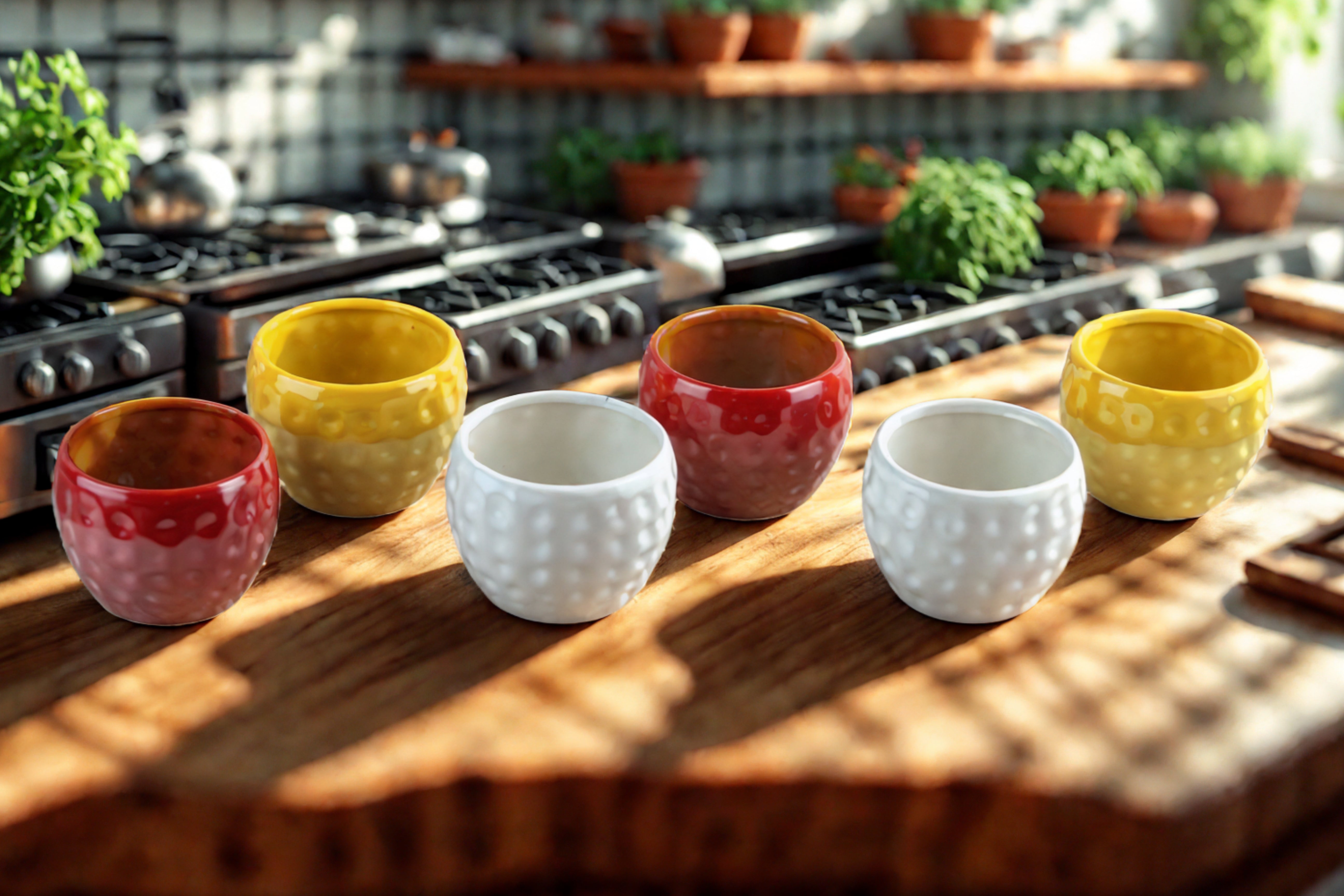 Elegant 3" Hammered Tabletop Pots - Multicolor, Set of 6 - Nestern