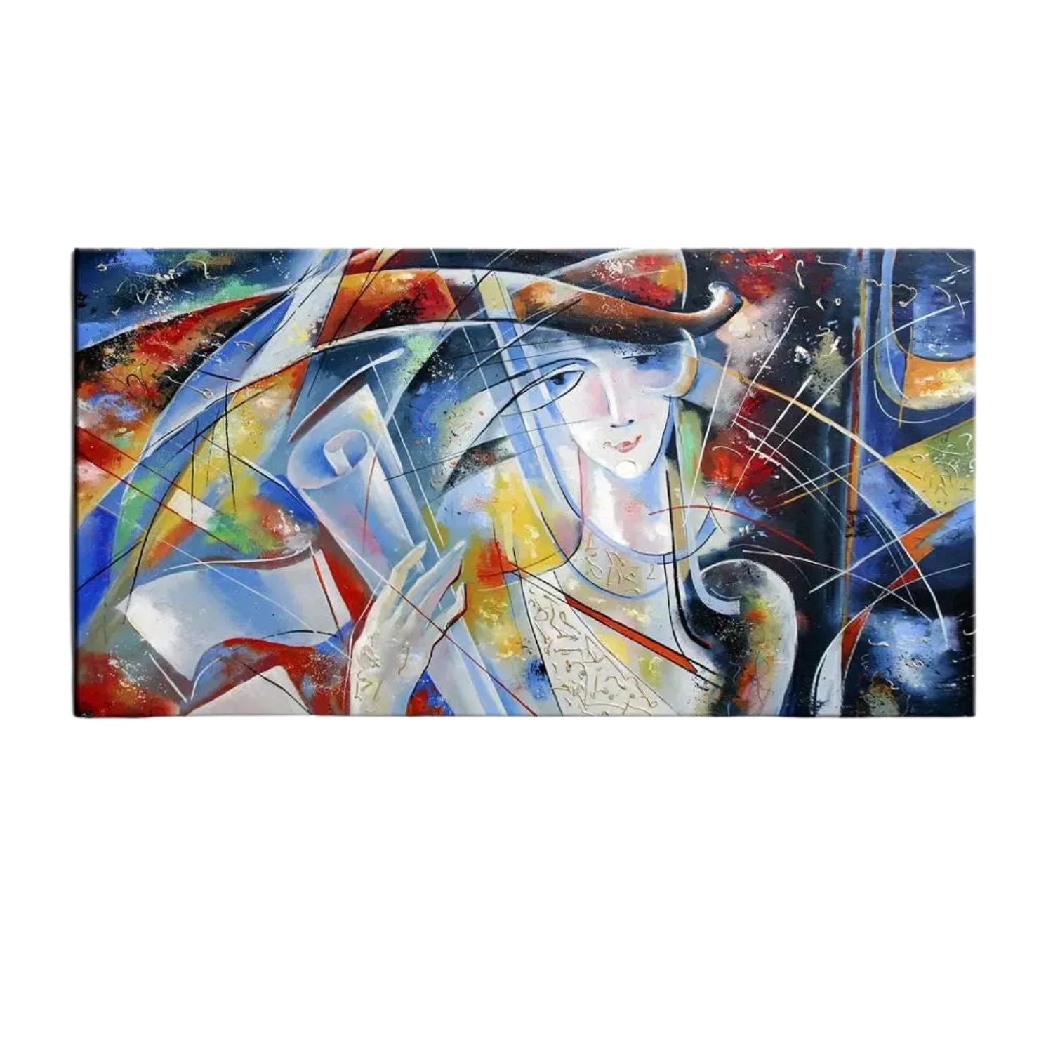 Elegant Abstract Woman Face Panoramic Canvas Wall Art